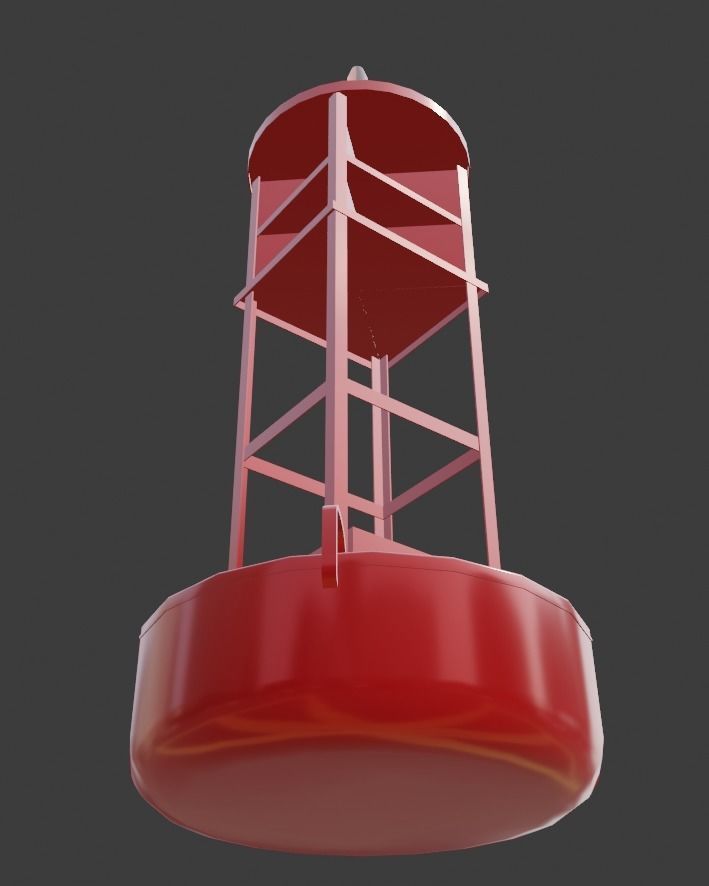 Vintage Light Ocean Buoy  Low-poly 3D model_25