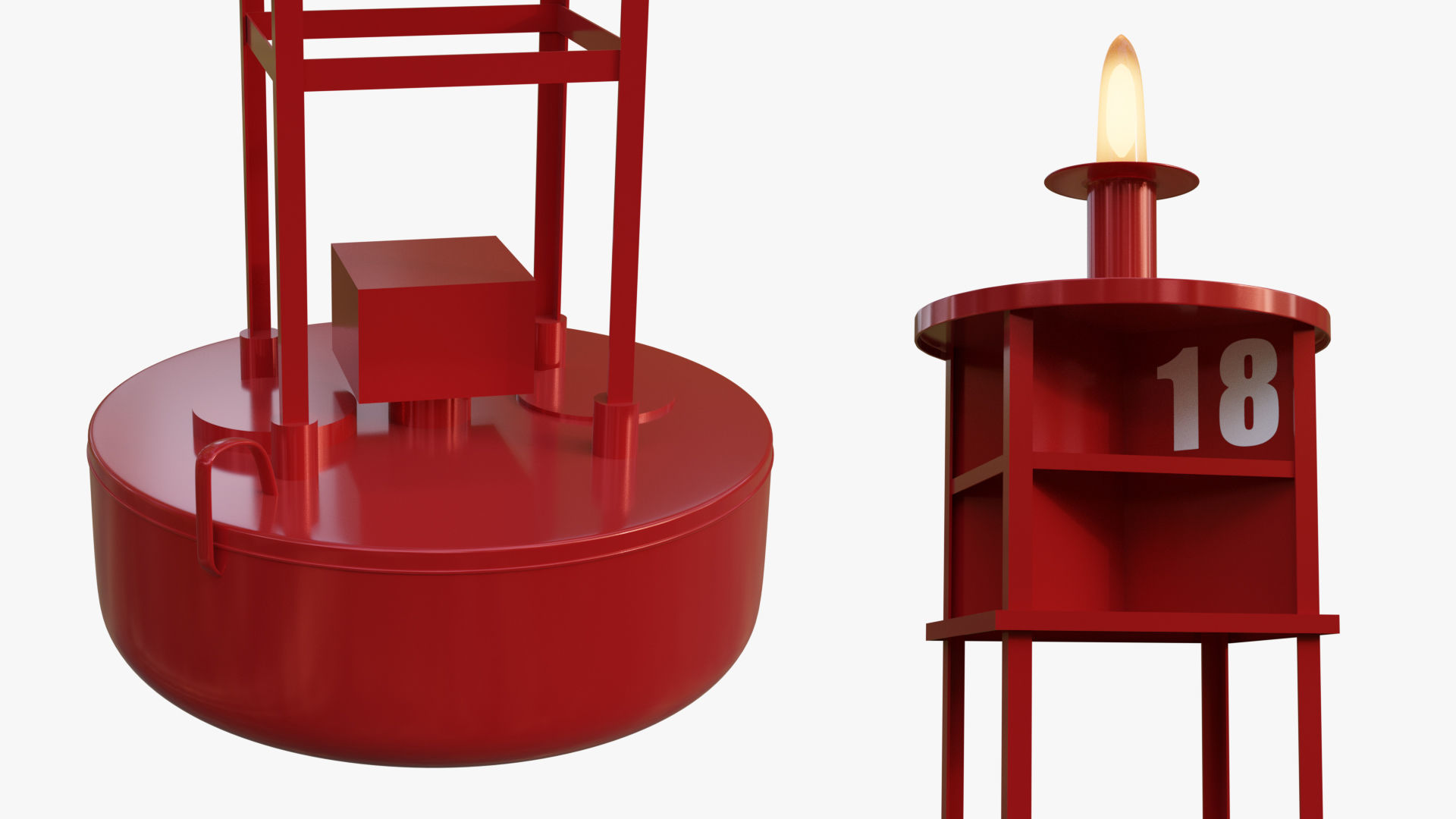 Vintage Light Ocean Buoy  Low-poly 3D model_6