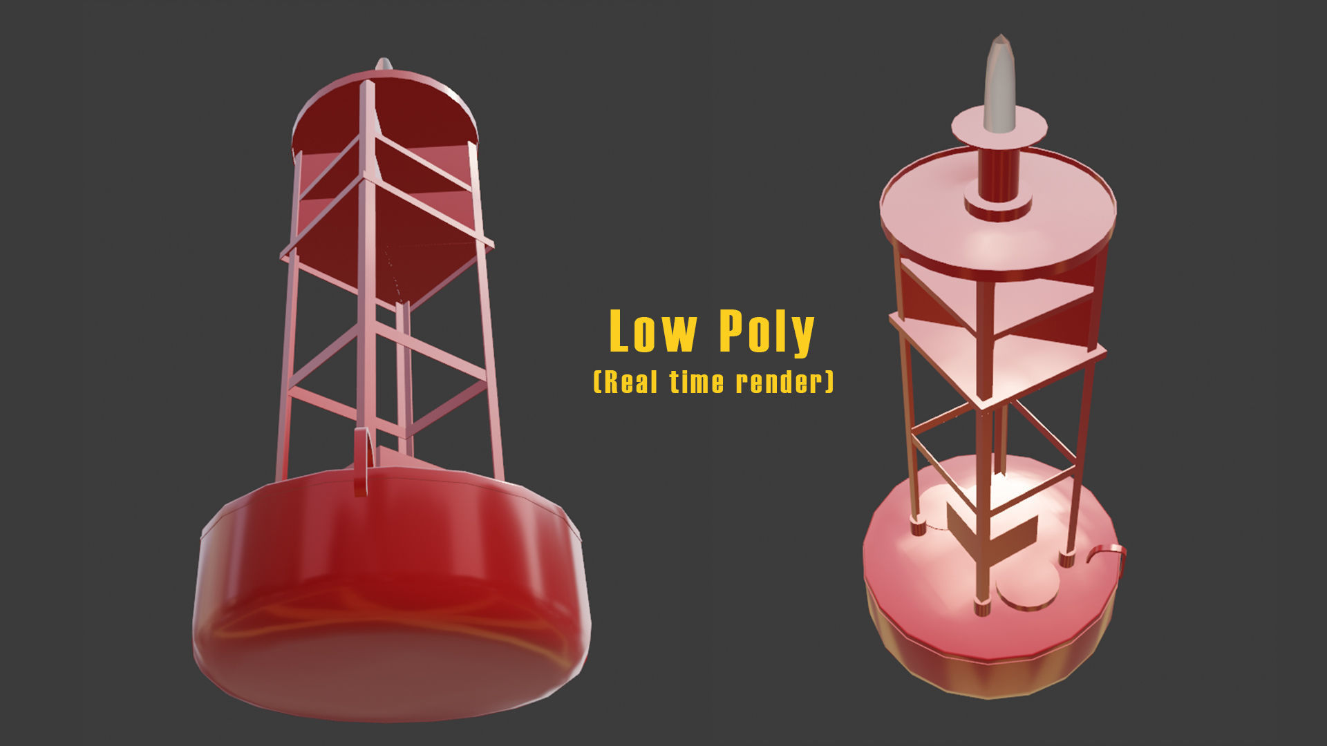 Vintage Light Ocean Buoy  Low-poly 3D model_9