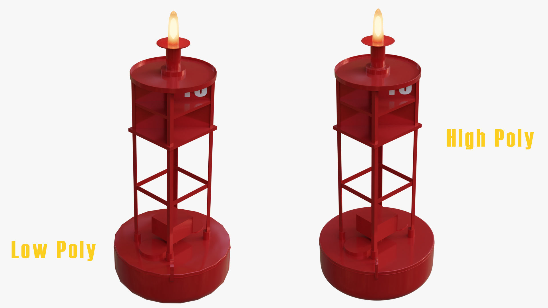 Vintage Light Ocean Buoy  Low-poly 3D model_2