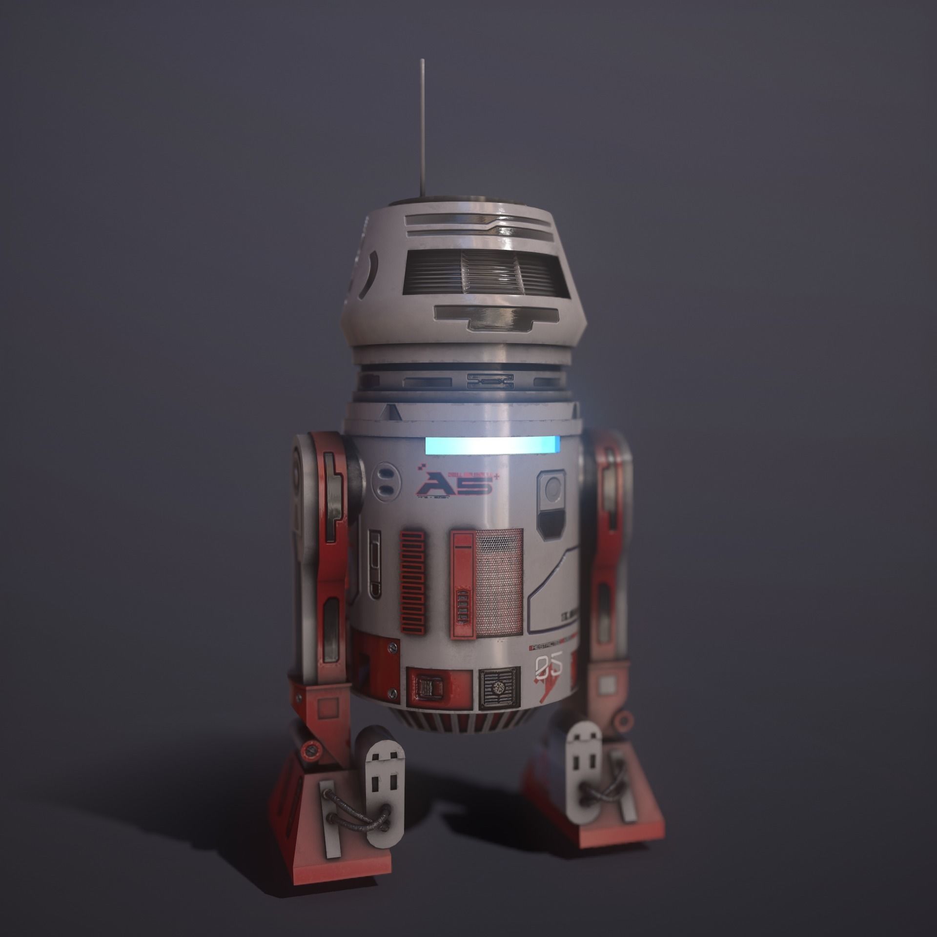 Droid v2  Low-poly 3D model_7