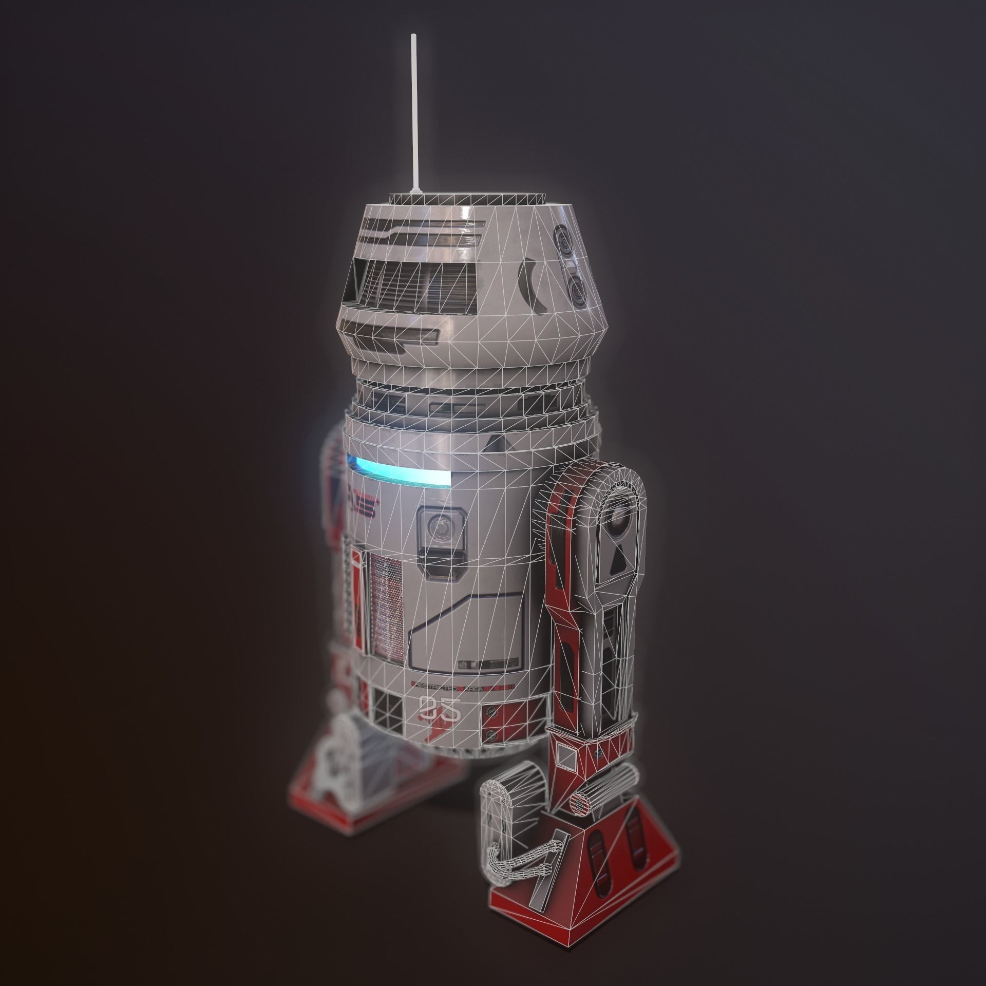 Droid v2  Low-poly 3D model_14