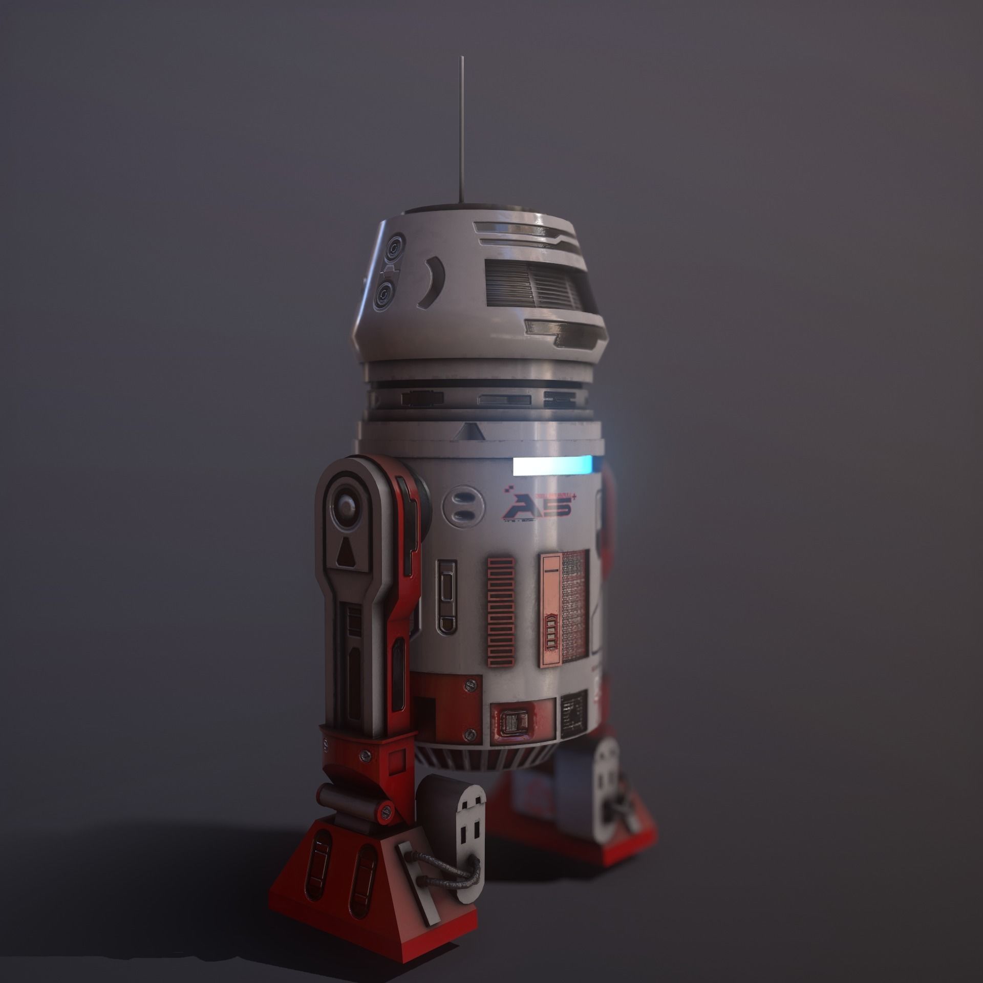 Droid v2  Low-poly 3D model_6