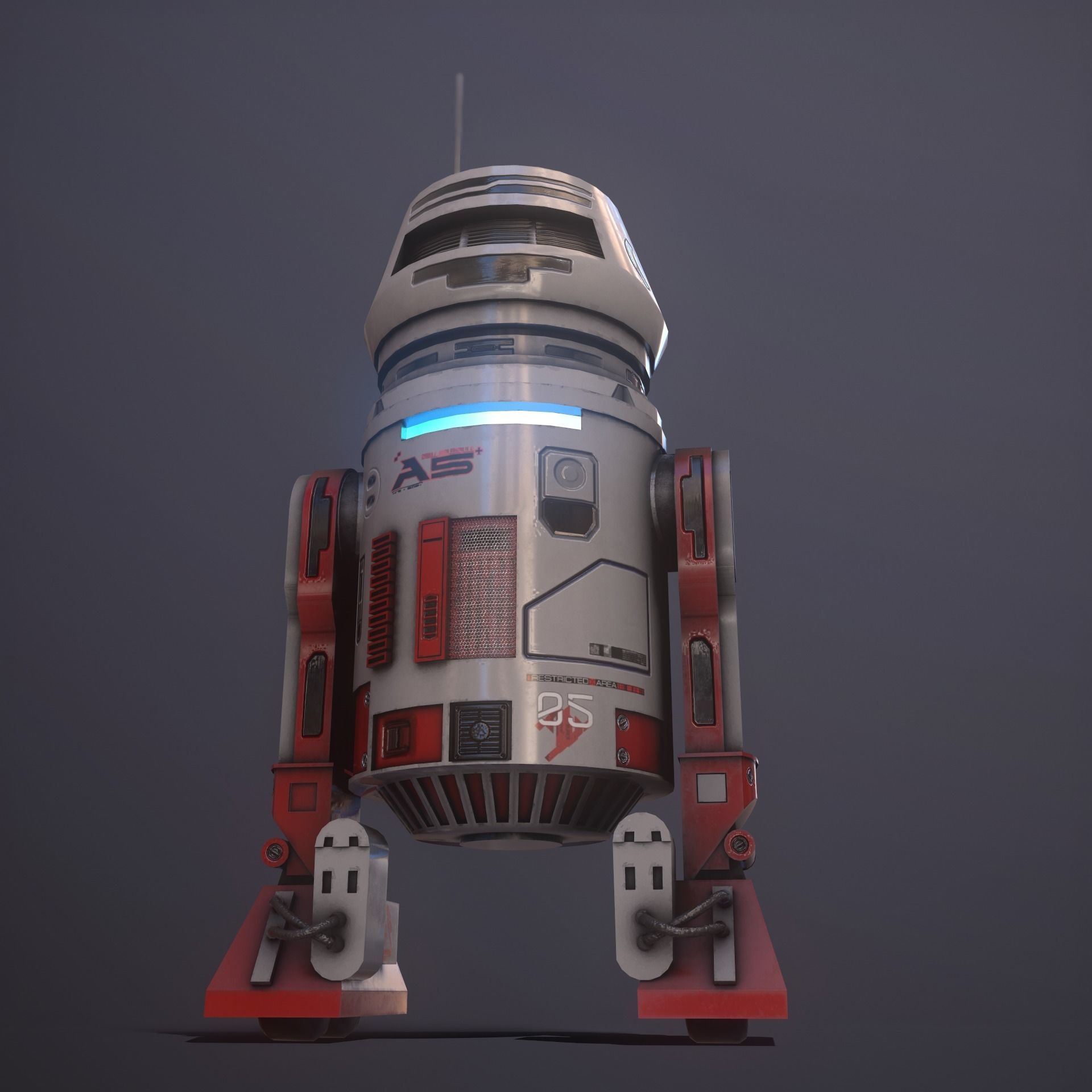 Droid v2  Low-poly 3D model_11