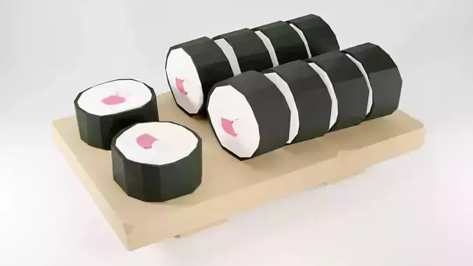 Sushi Low Poly plate