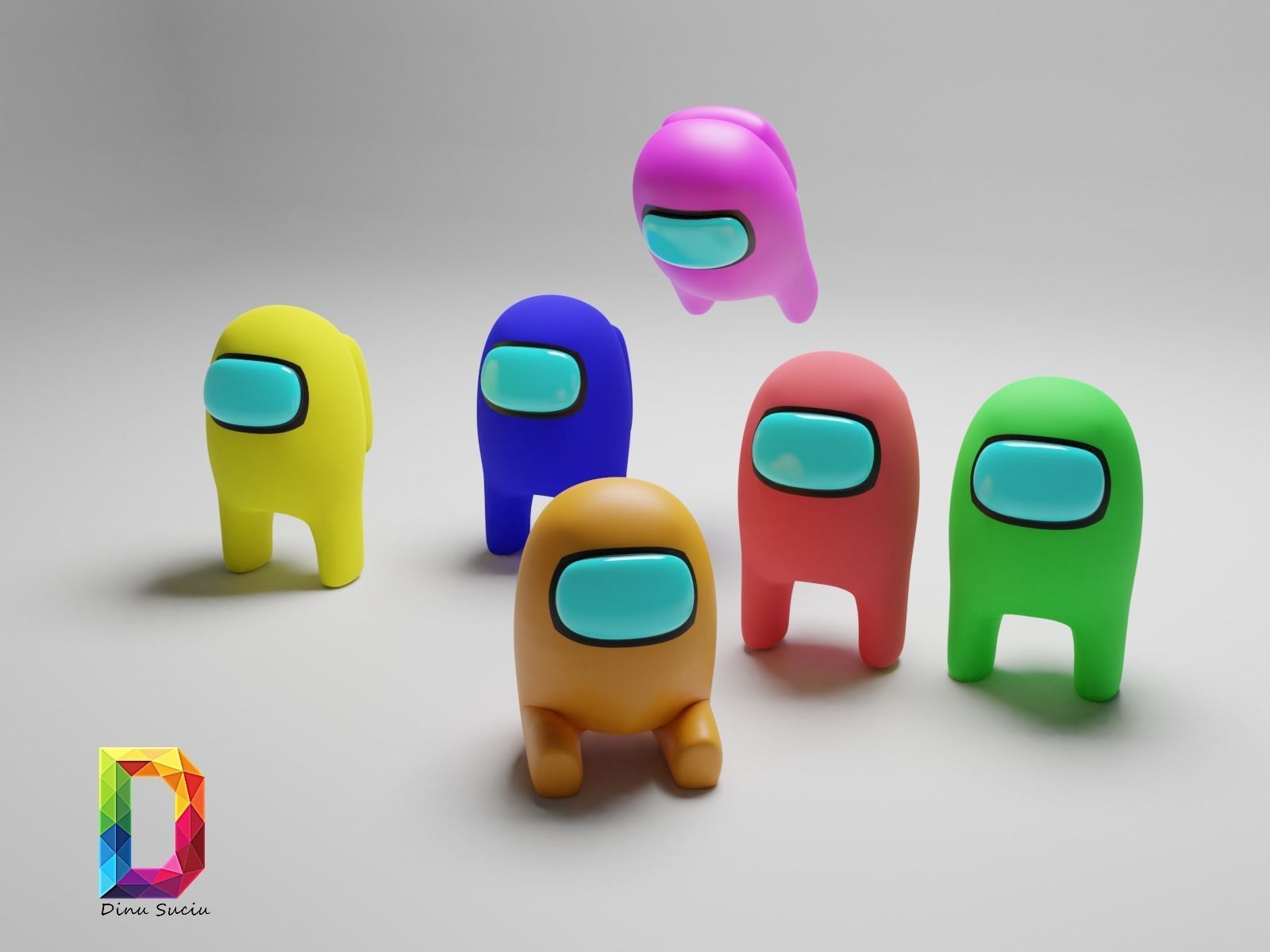 among us key ring 3D print model_14