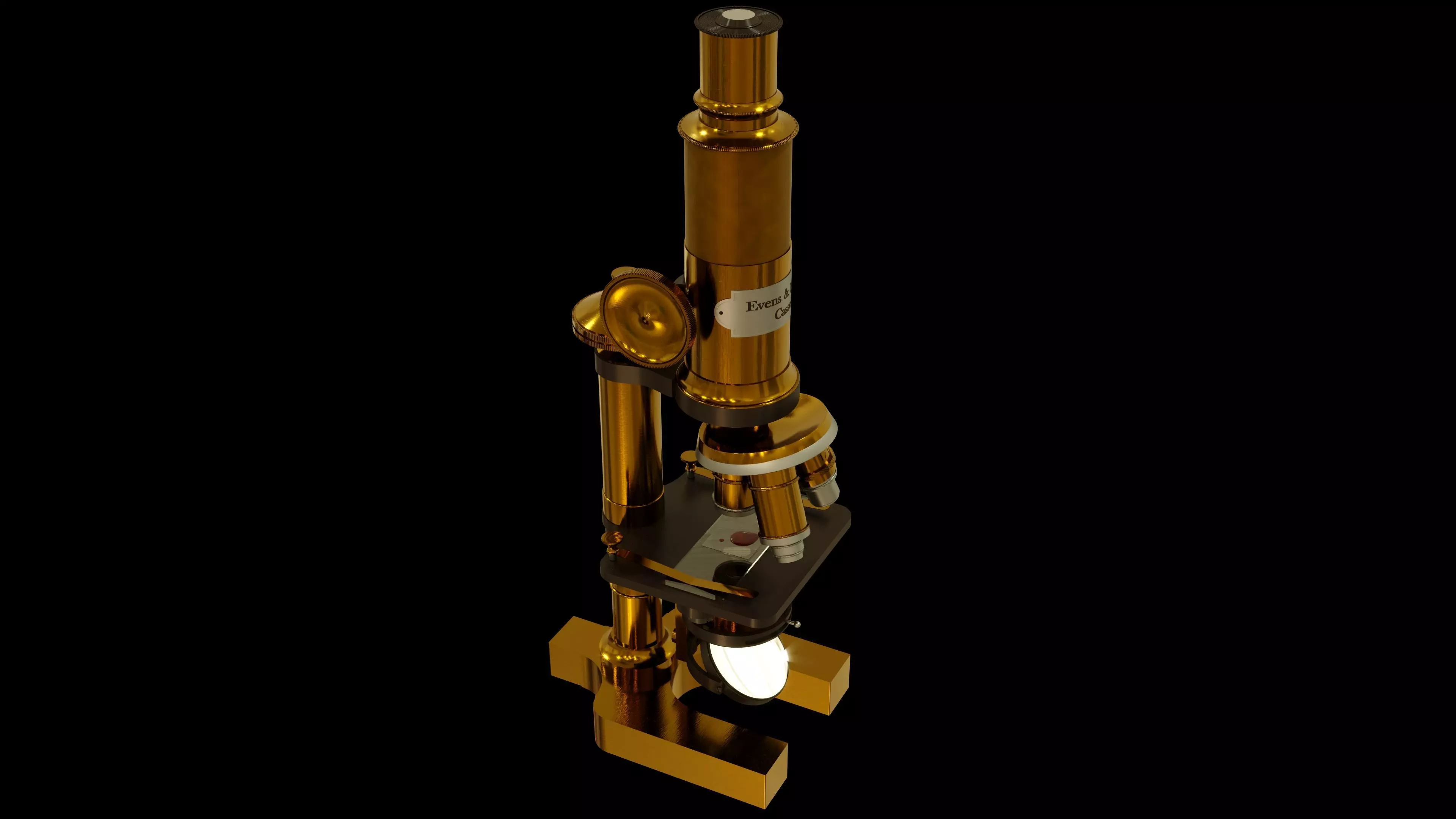 Antique Brass Microscope 3D model_0