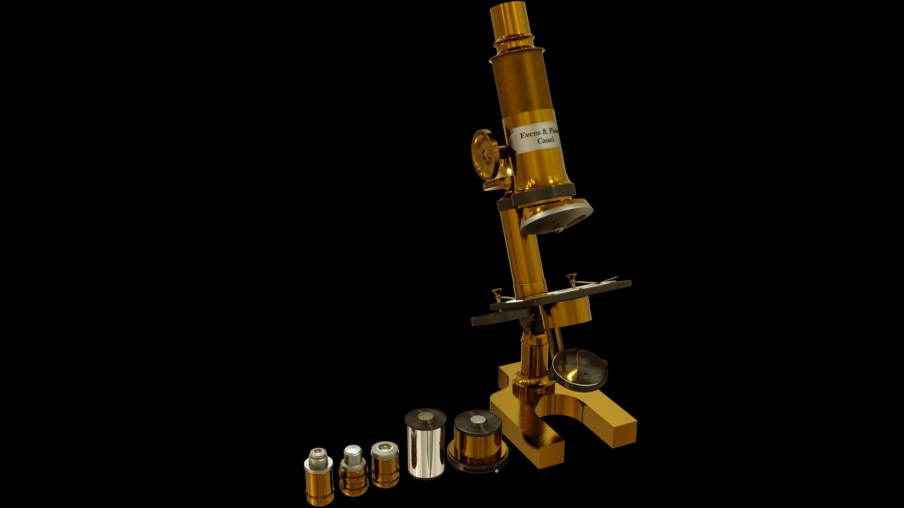 Antique Brass Microscope 3D model_7