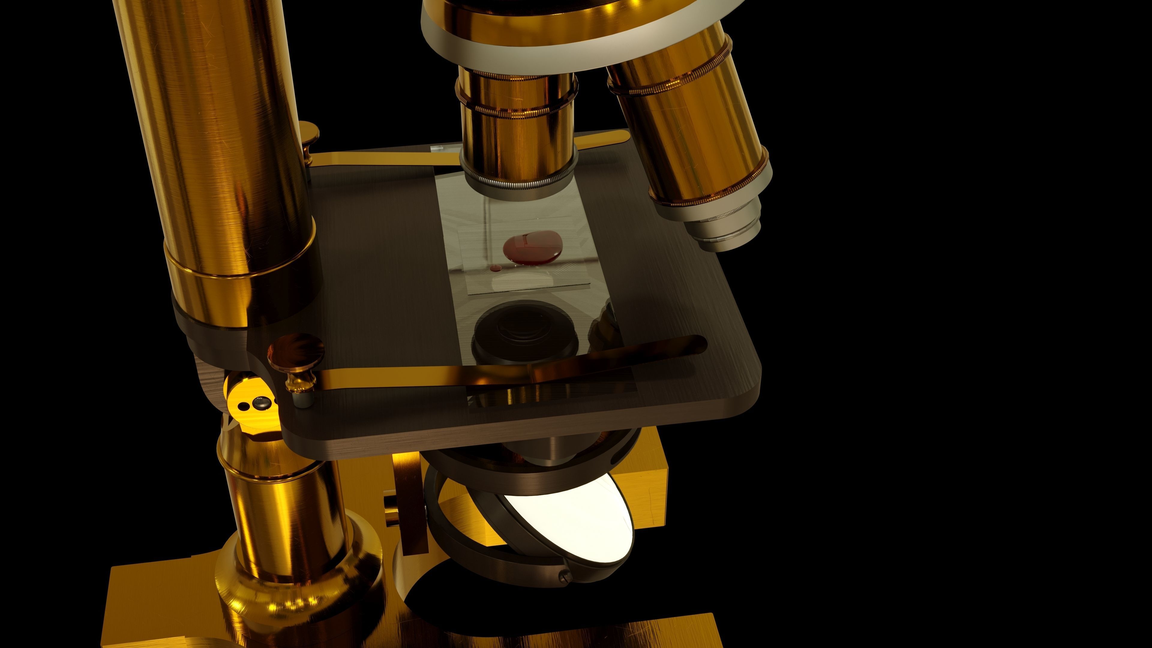 Antique Brass Microscope 3D model_6