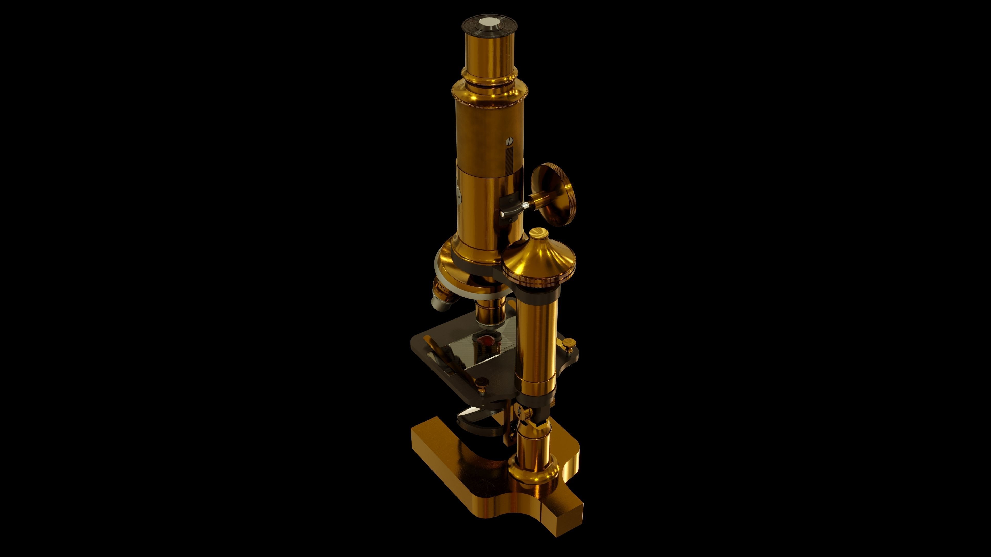 Antique Brass Microscope 3D model_2