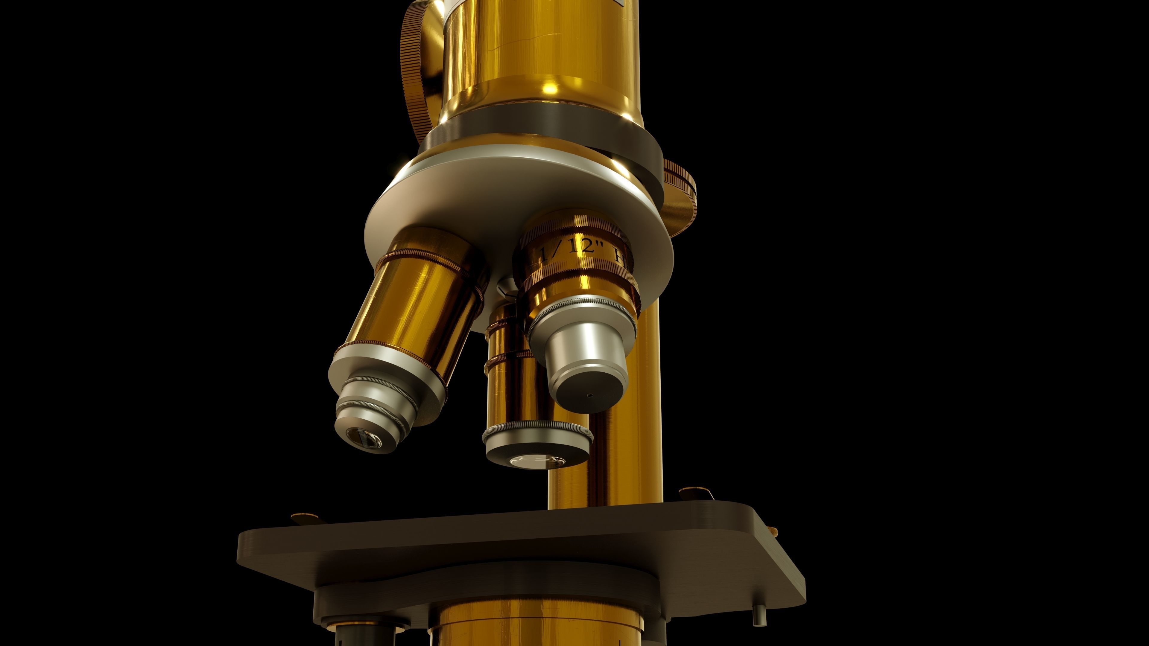 Antique Brass Microscope 3D model_4