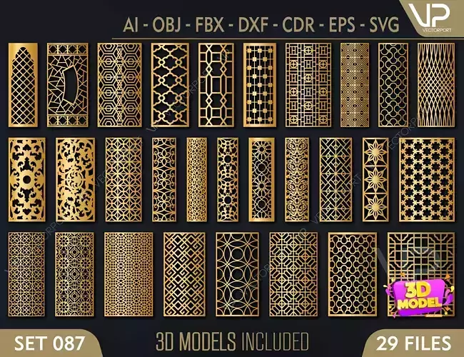 29 3D Decorative wall panels - screen SET 087 3D model