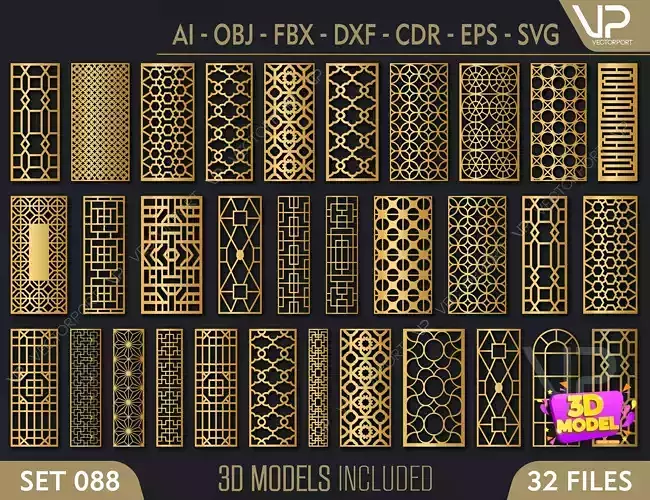 32  3D Decorative wall panels - screen SET 088 3D model