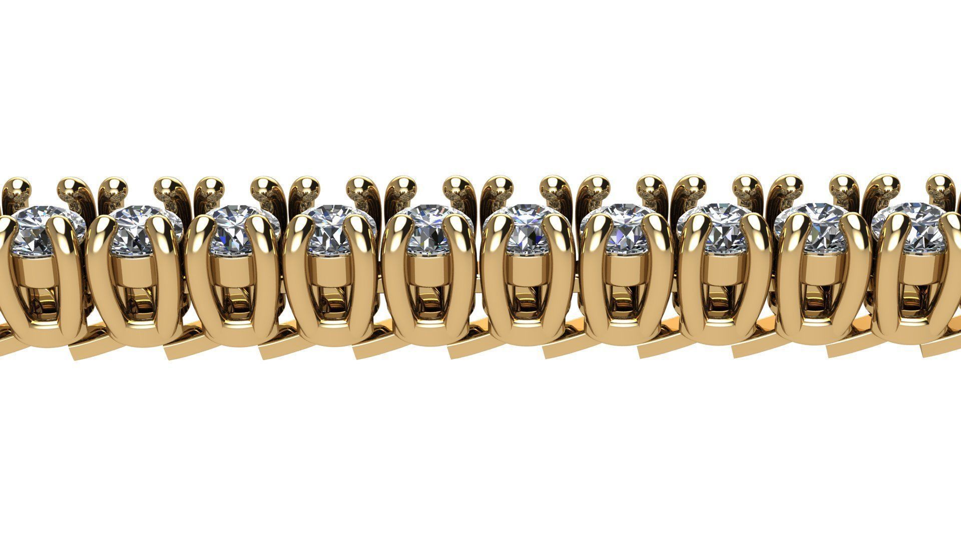 Riviera Bracelet Round Gems 2 mm 3D print model_4