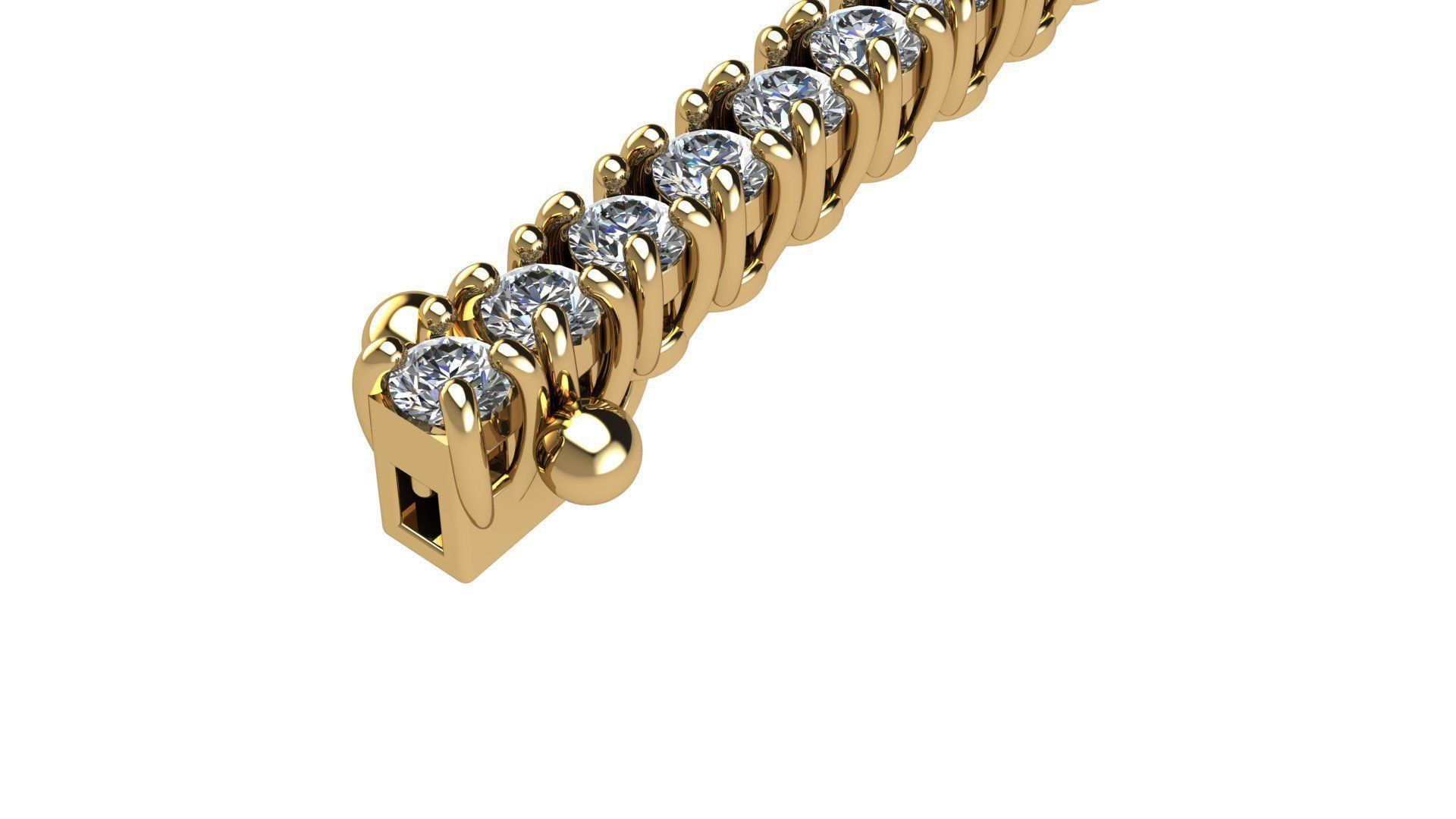 Riviera Bracelet Round Gems 2 mm 3D print model_3