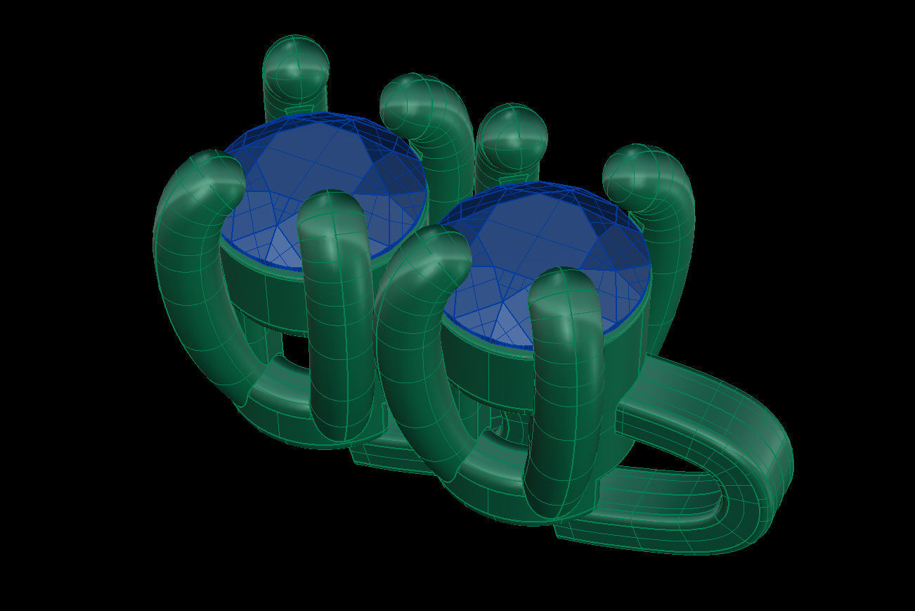 Riviera Bracelet Round Gems 2 mm 3D print model_16