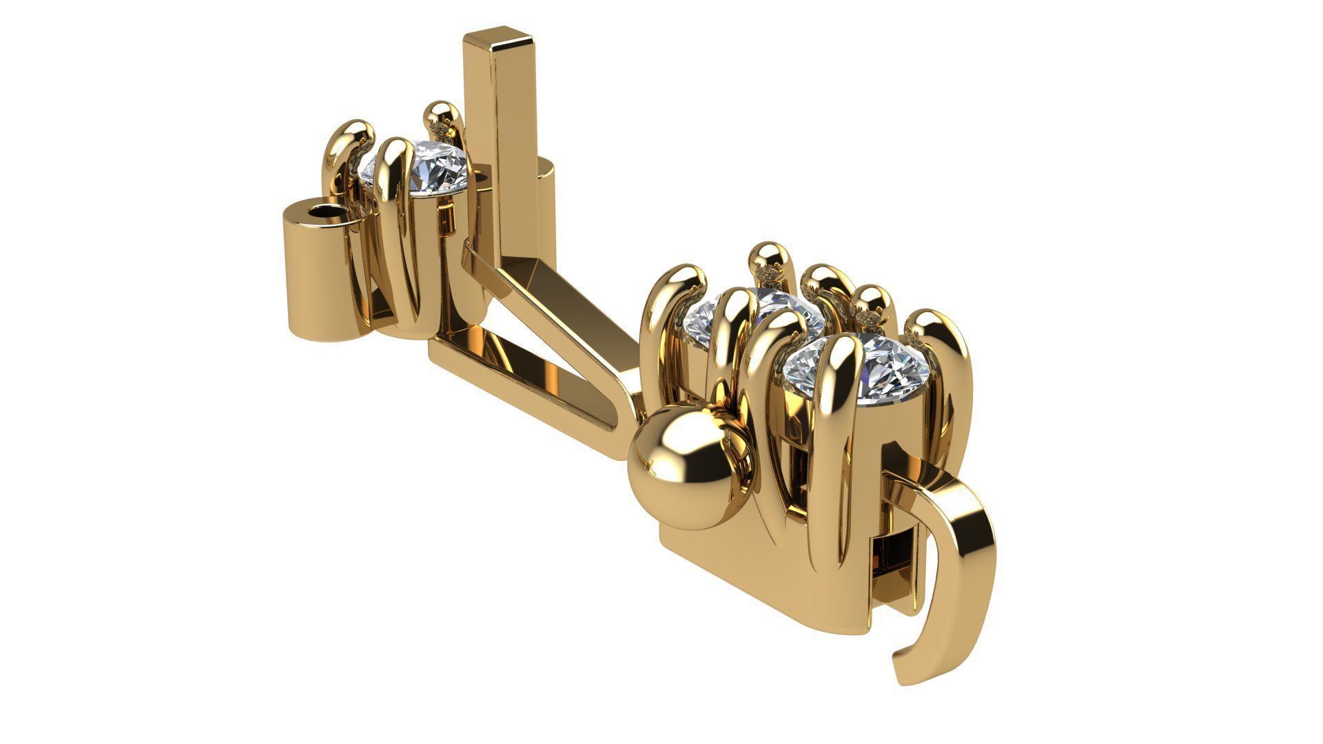 Riviera Bracelet Round Gems 2 mm 3D print model_8