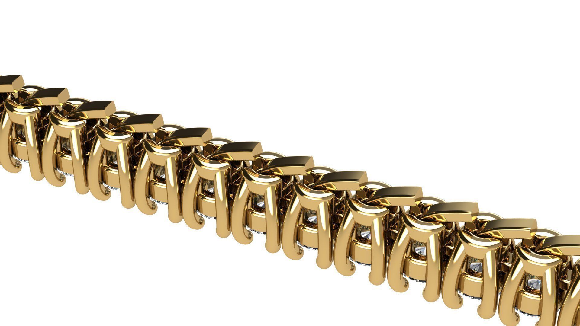 Riviera Bracelet Round Gems 2 mm 3D print model_6