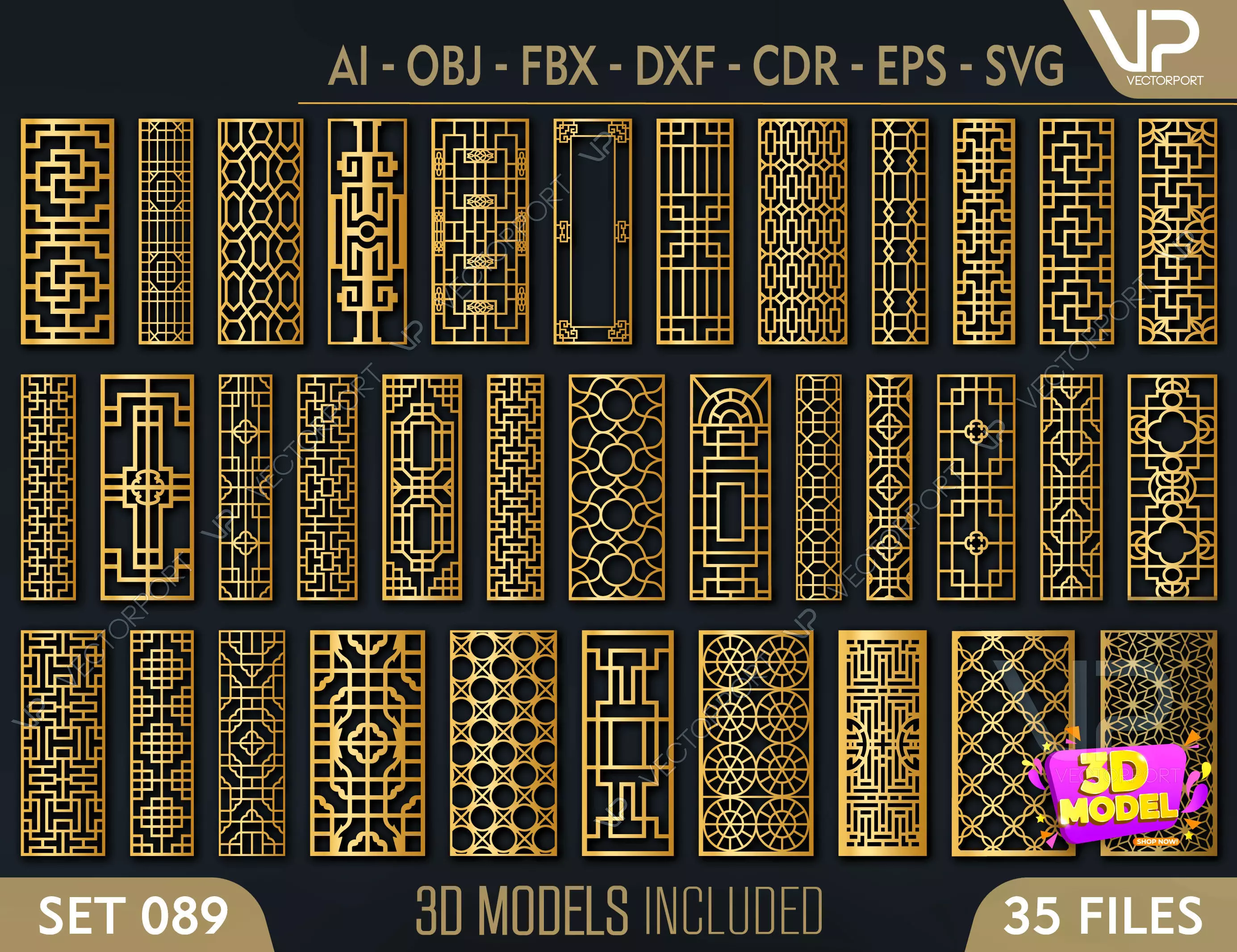35 3D Decorative wall panels - screen SET 089 3D model_0
