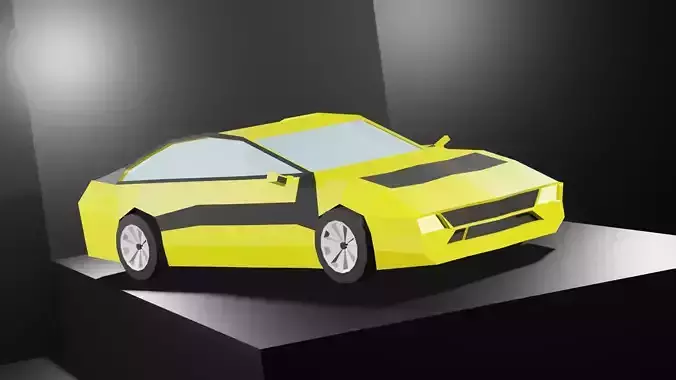 Lowpoly Sport Car - Neon Yellow