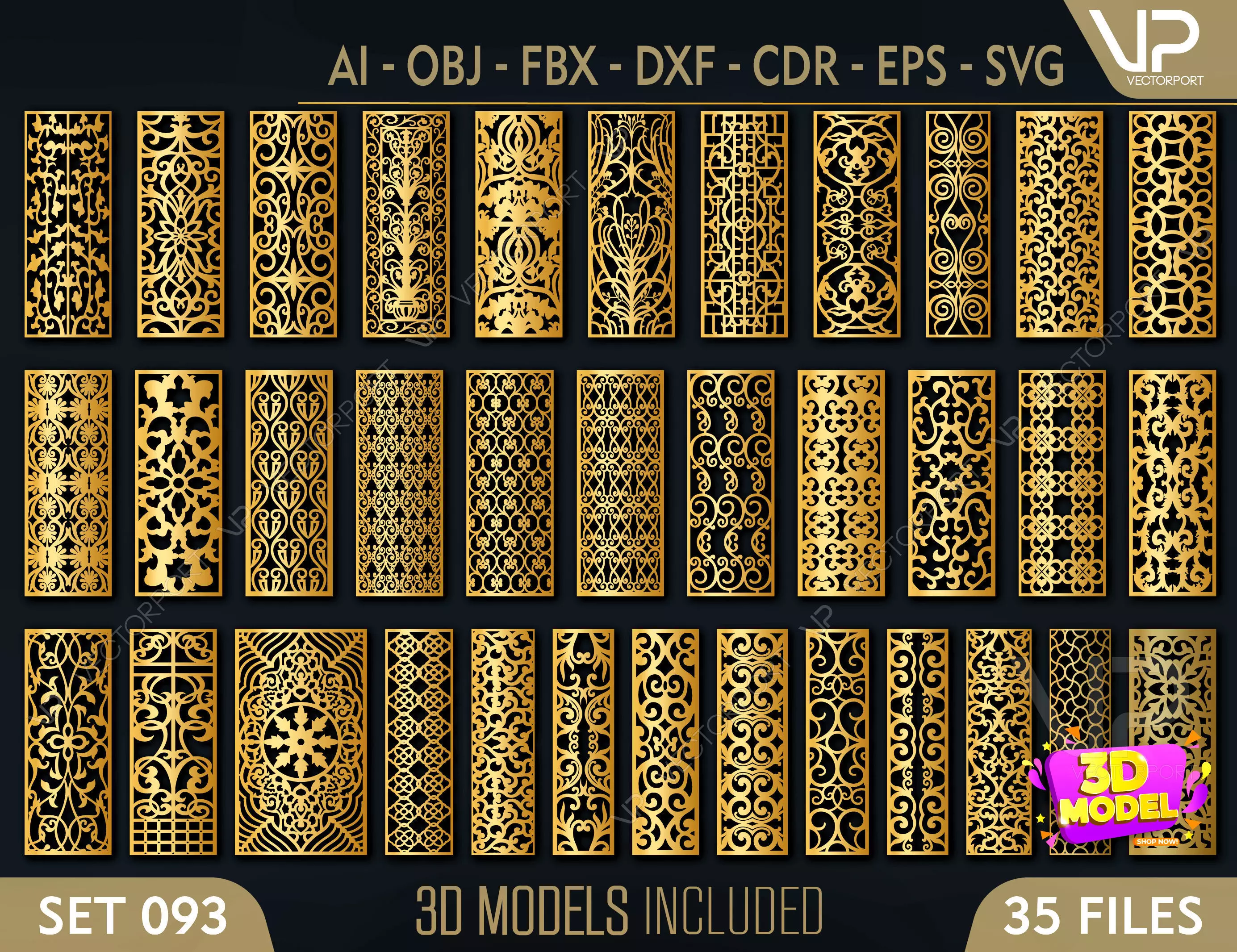 35 3D Decorative wall panels - screen SET 093 3D model_0