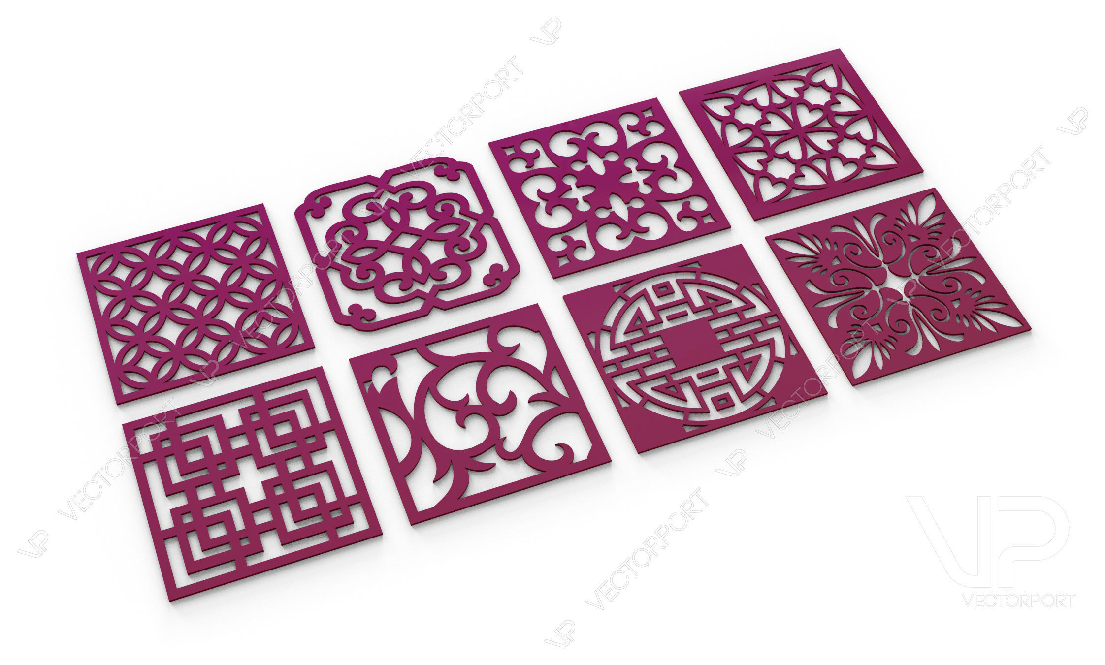 40 3D Decorative wall panels - screen SET 094 3D model_4