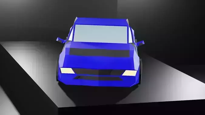 Lowpoly Sport Car - Neon Blue  Low-poly 3D model