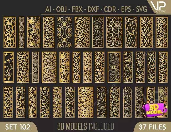37 3D Decorative wall panels - screen SET 102 3D model