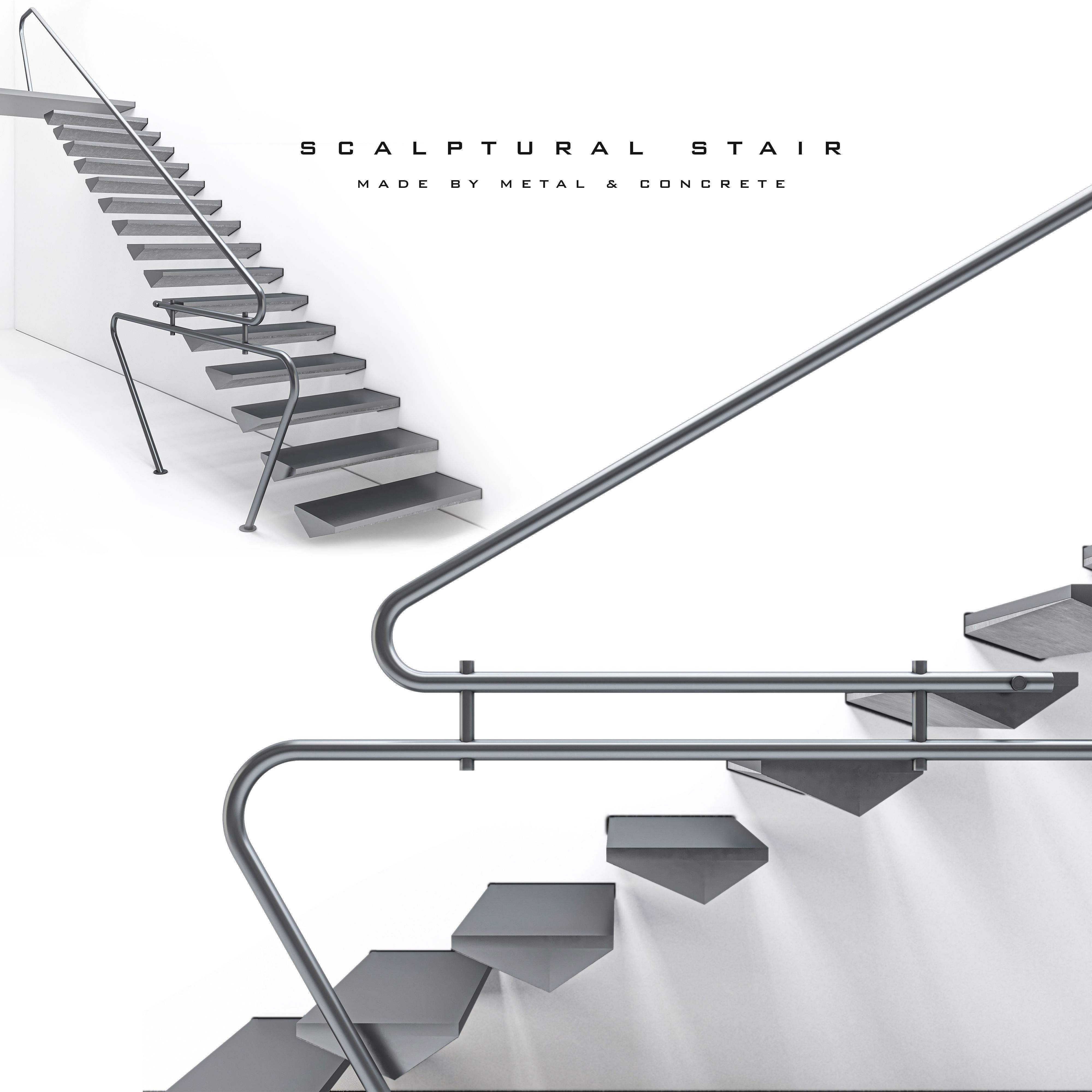 Metal-stair-01 sculptural staircase 3D model_1
