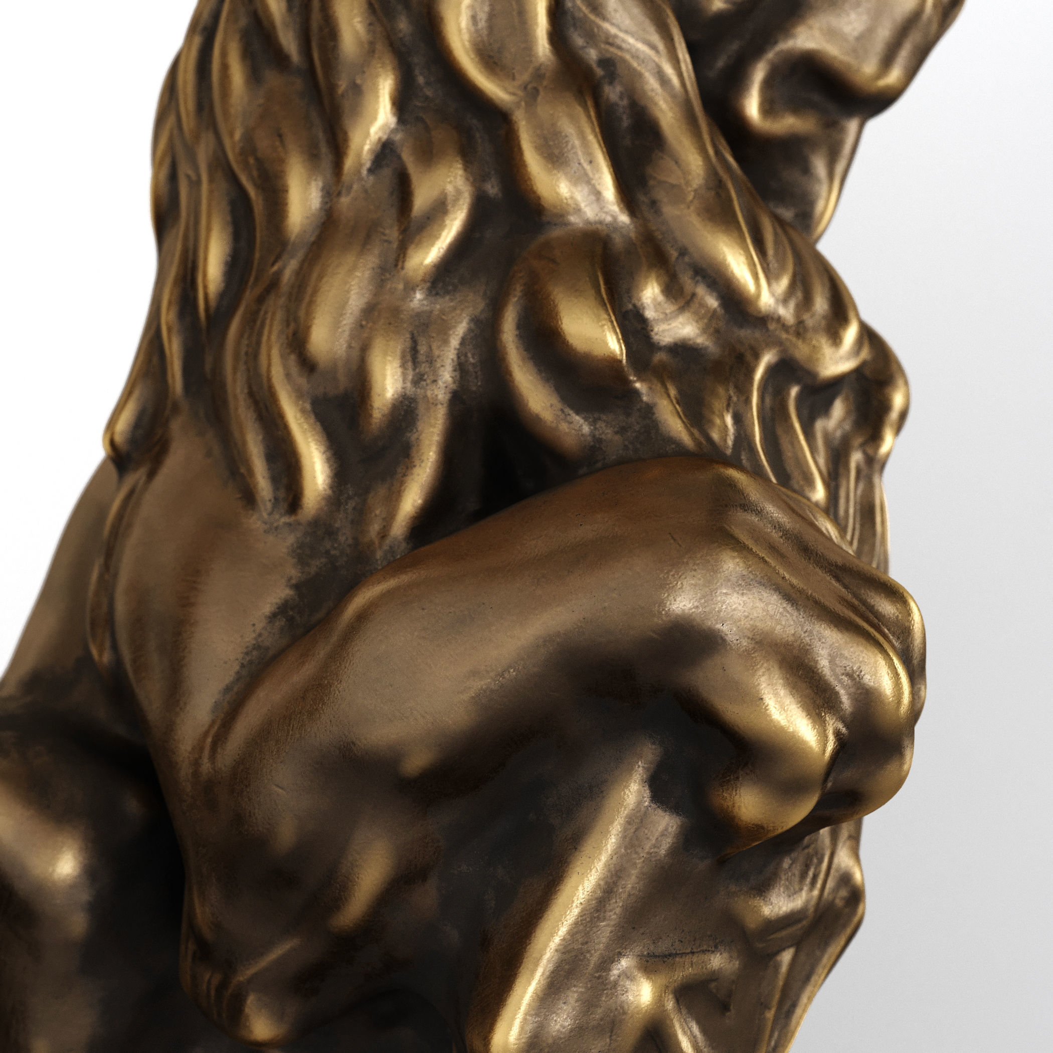 Lion sculpture bronze 3D model_5