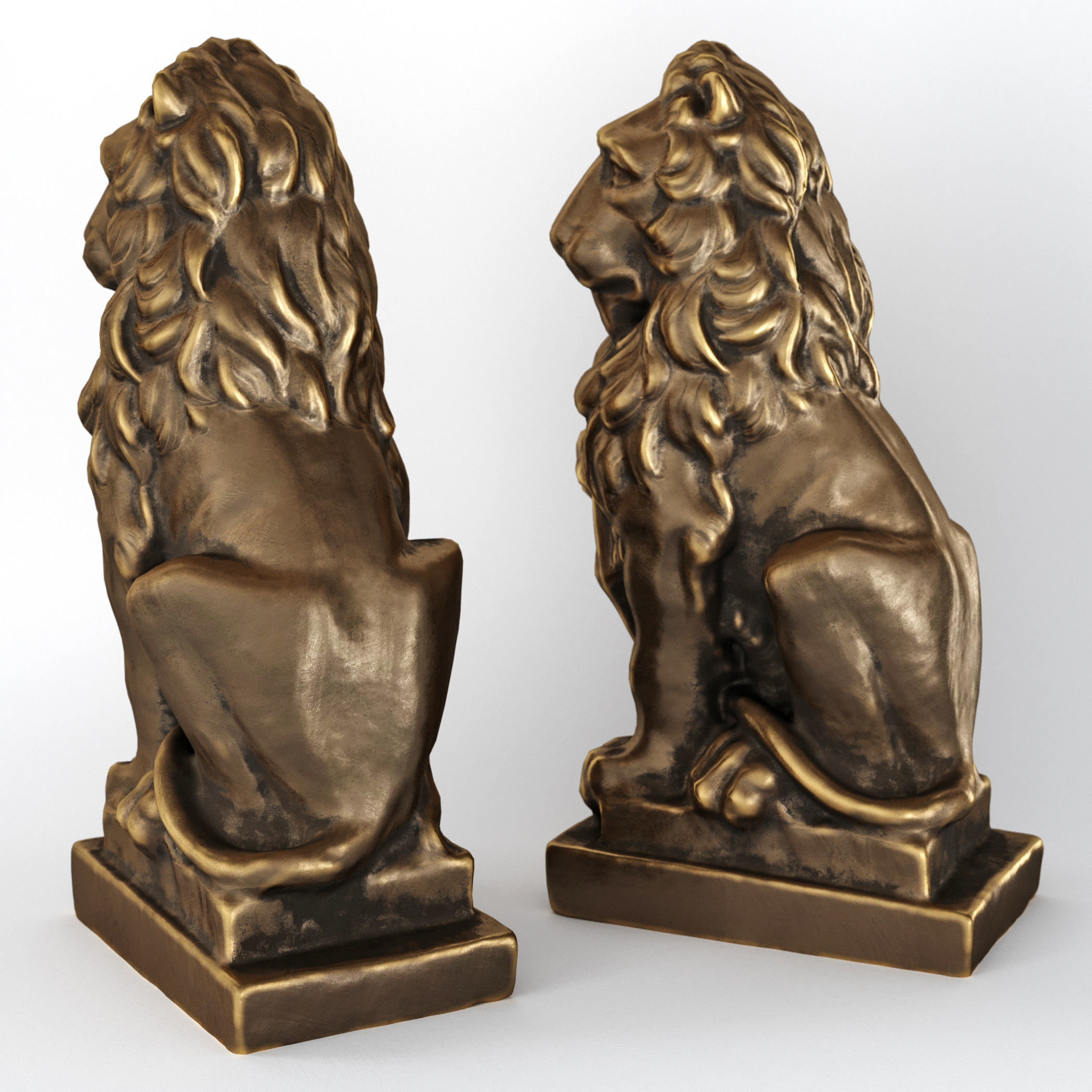 Lion sculpture bronze 3D model_1