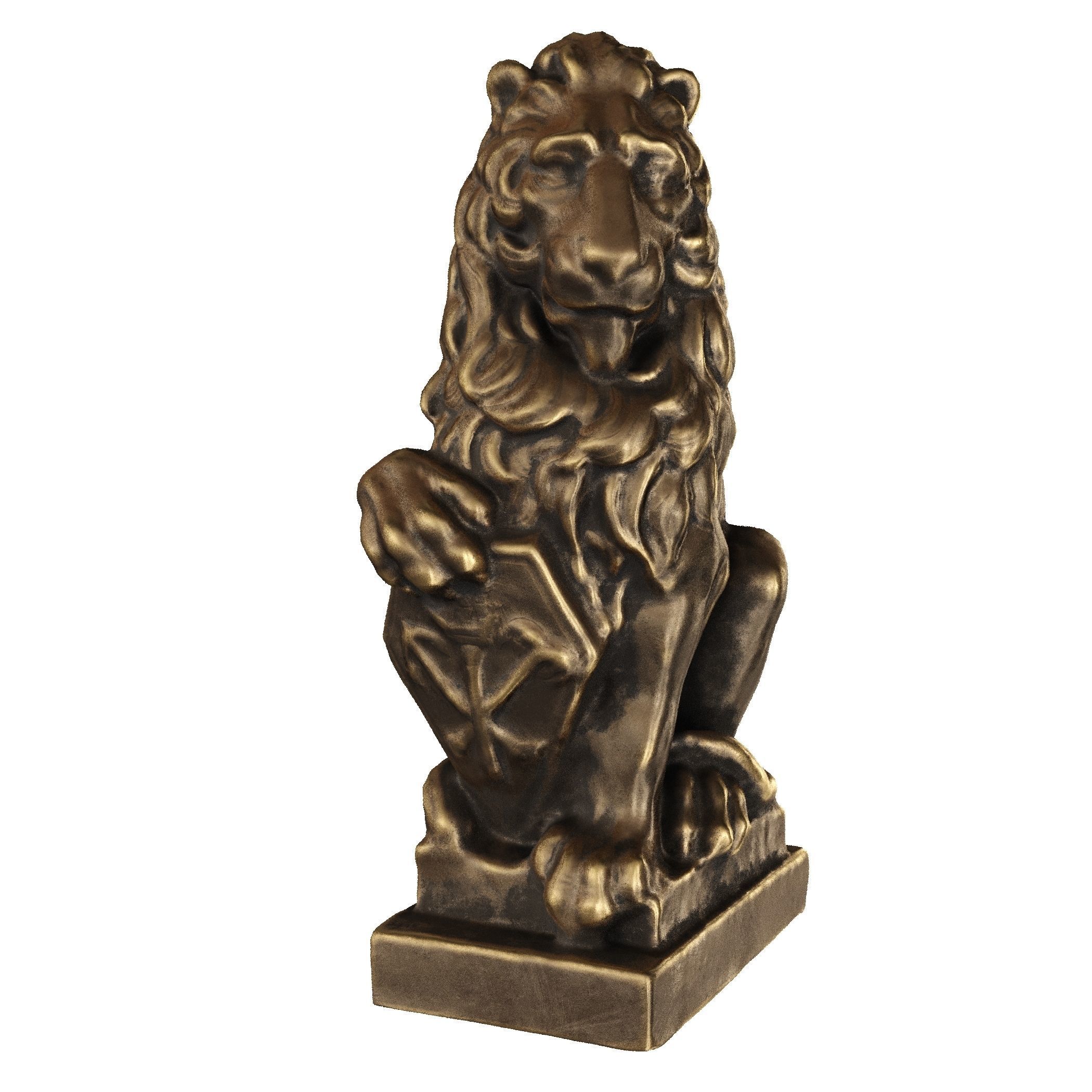 Lion sculpture bronze 3D model_35