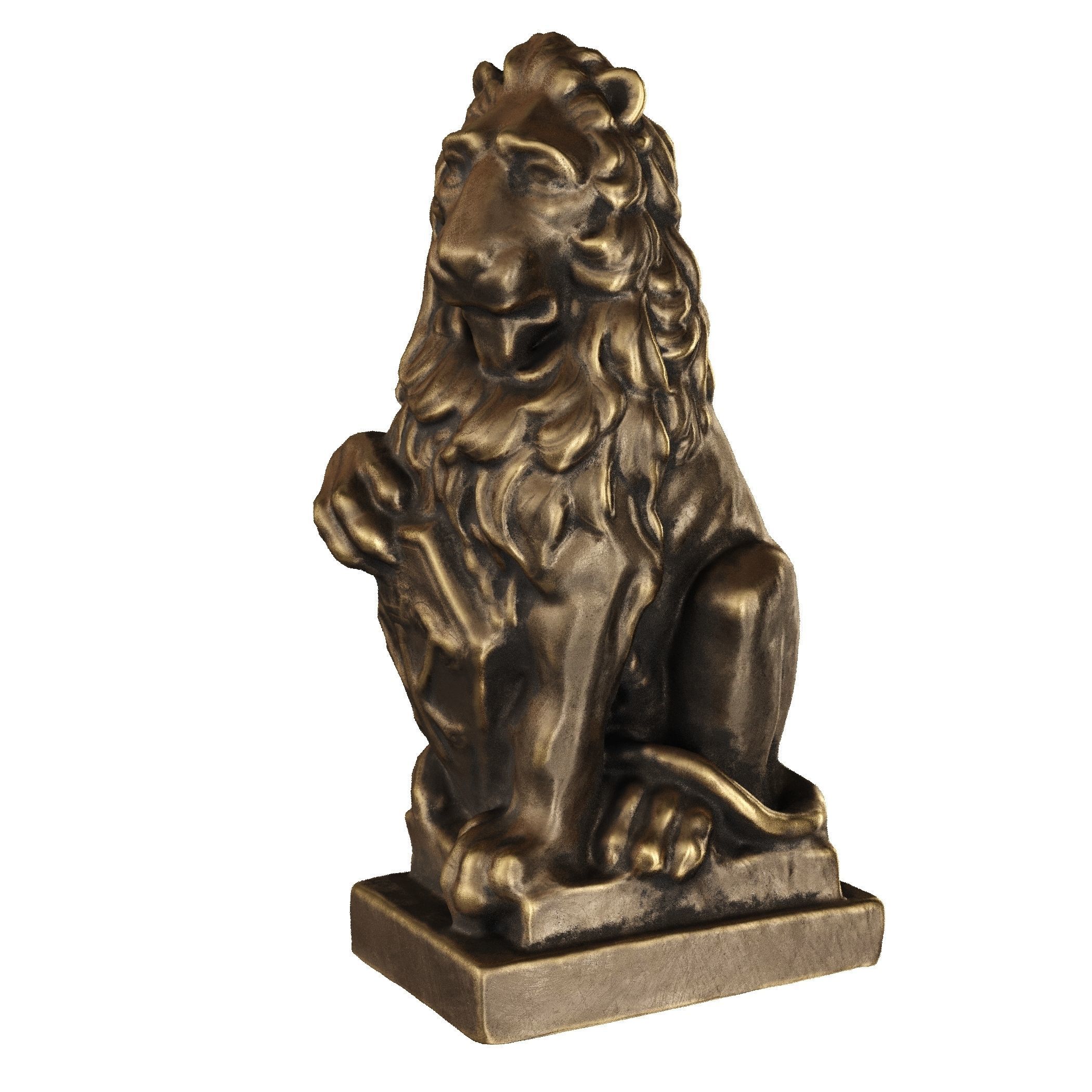 Lion sculpture bronze 3D model_32