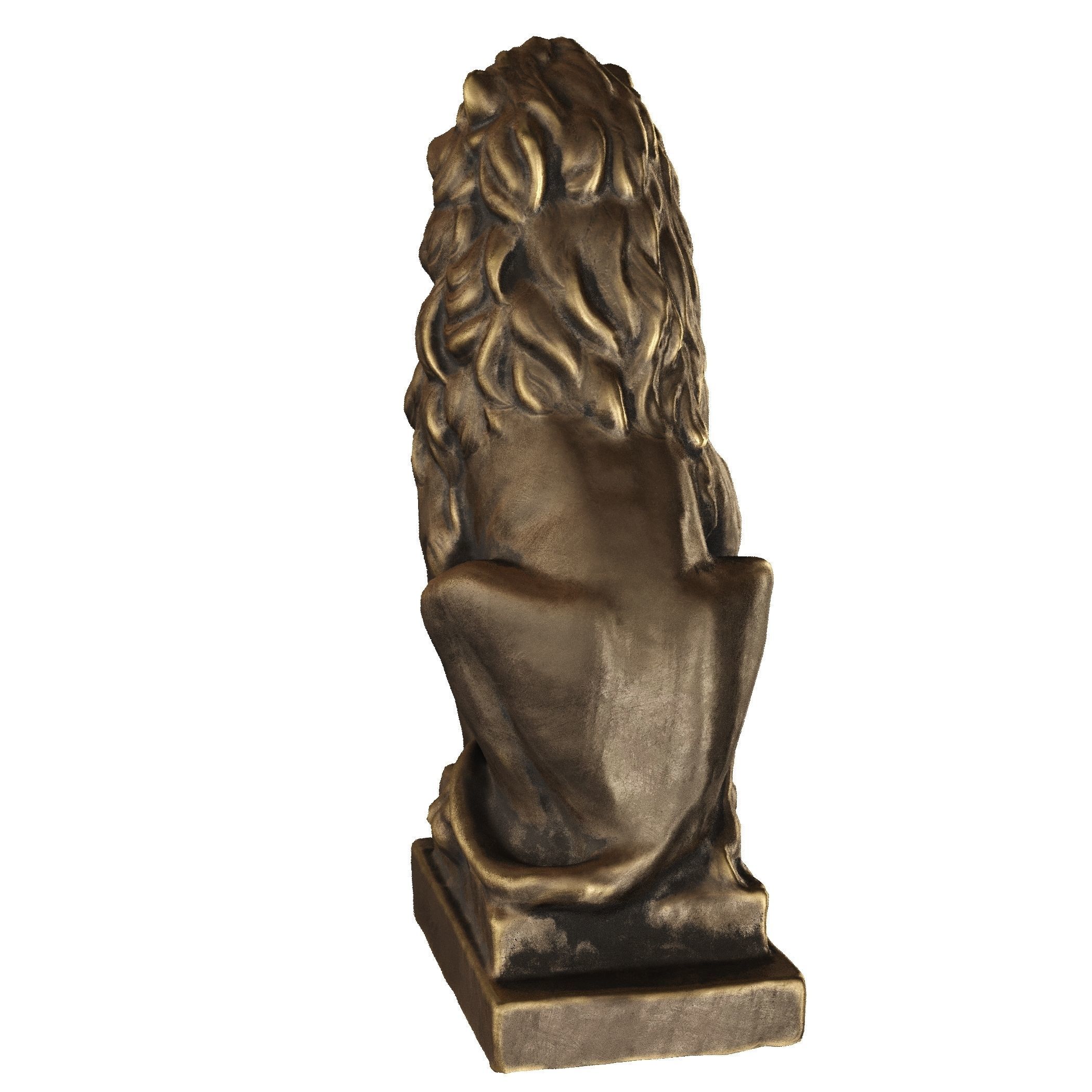 Lion sculpture bronze 3D model_23