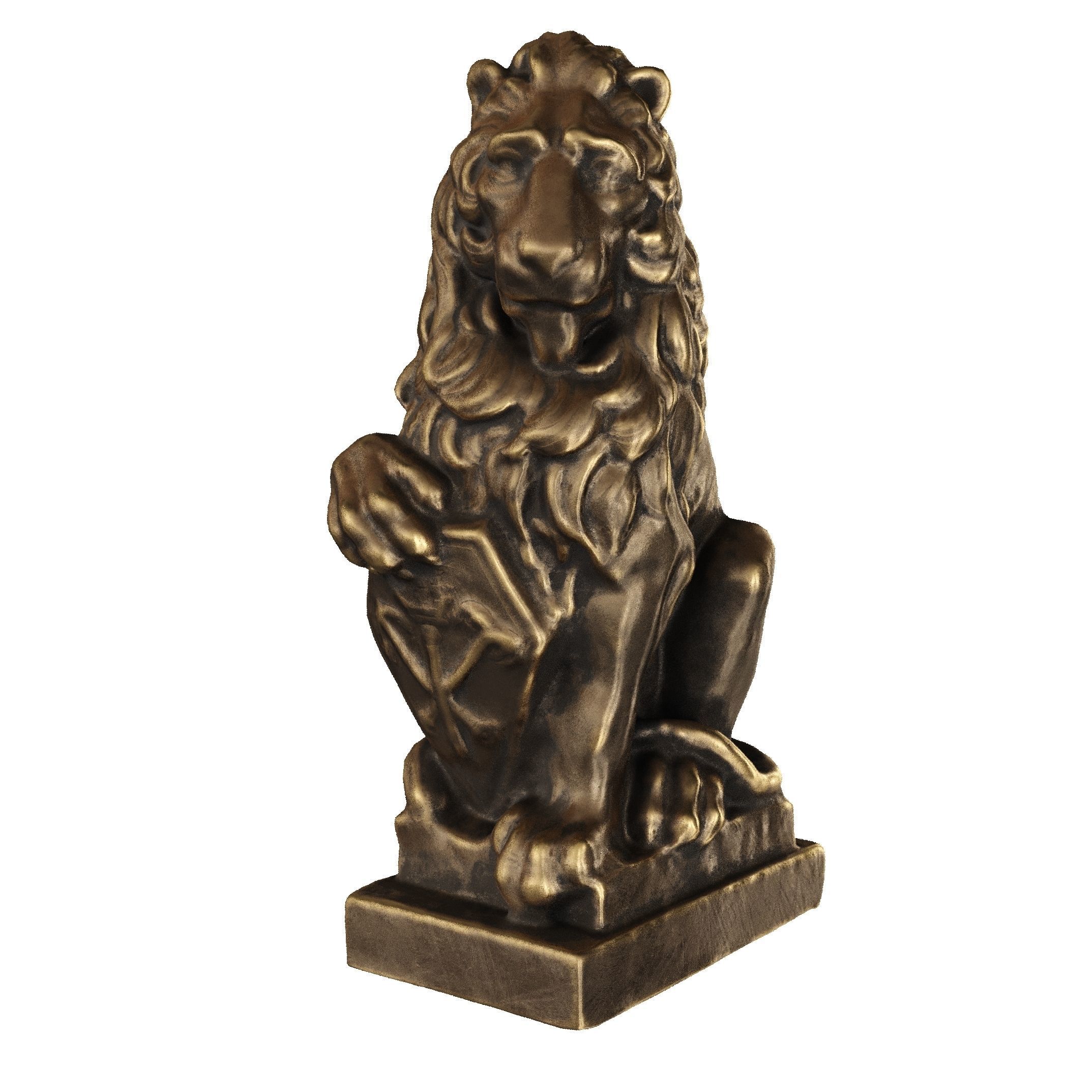 Lion sculpture bronze 3D model_34
