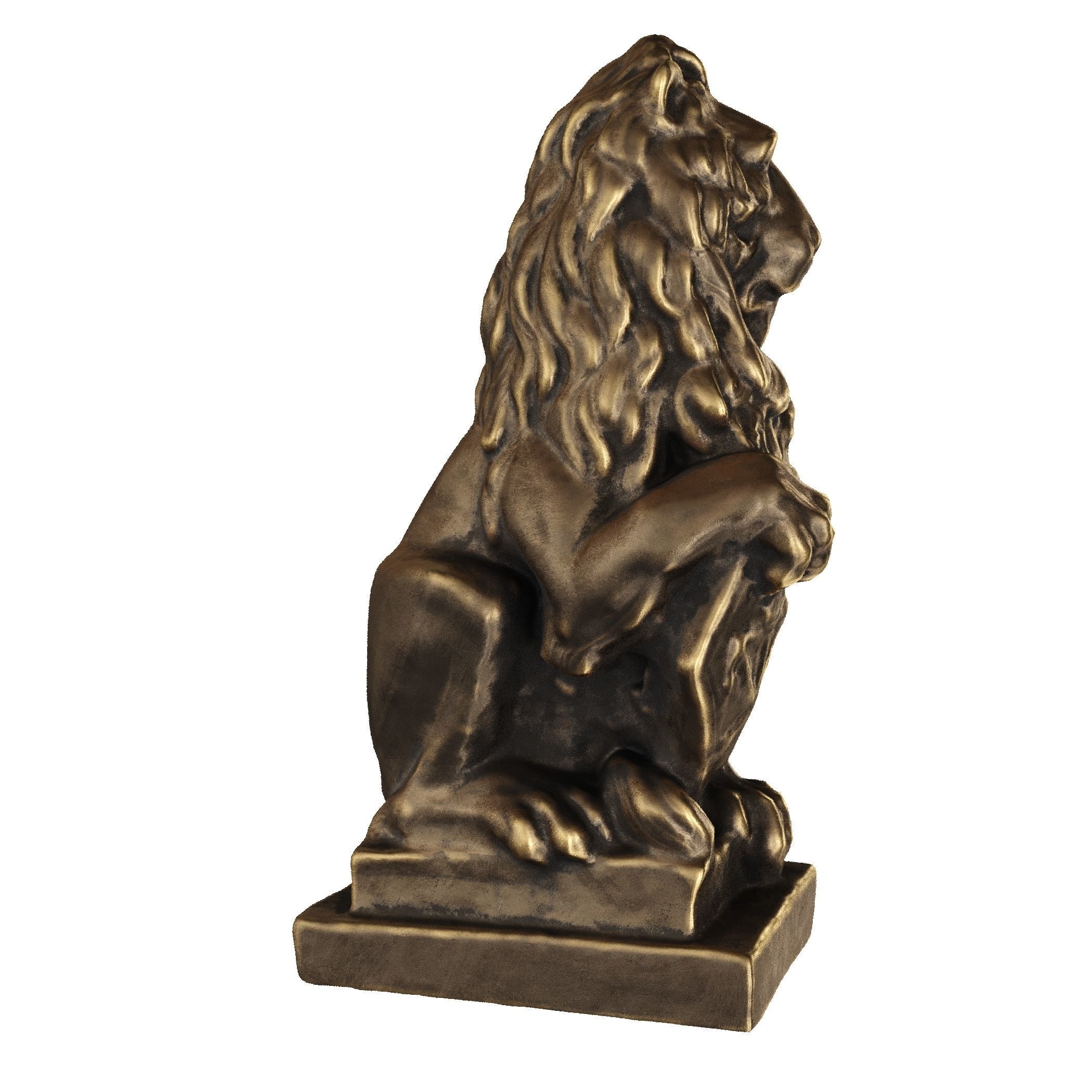 Lion sculpture bronze 3D model_13