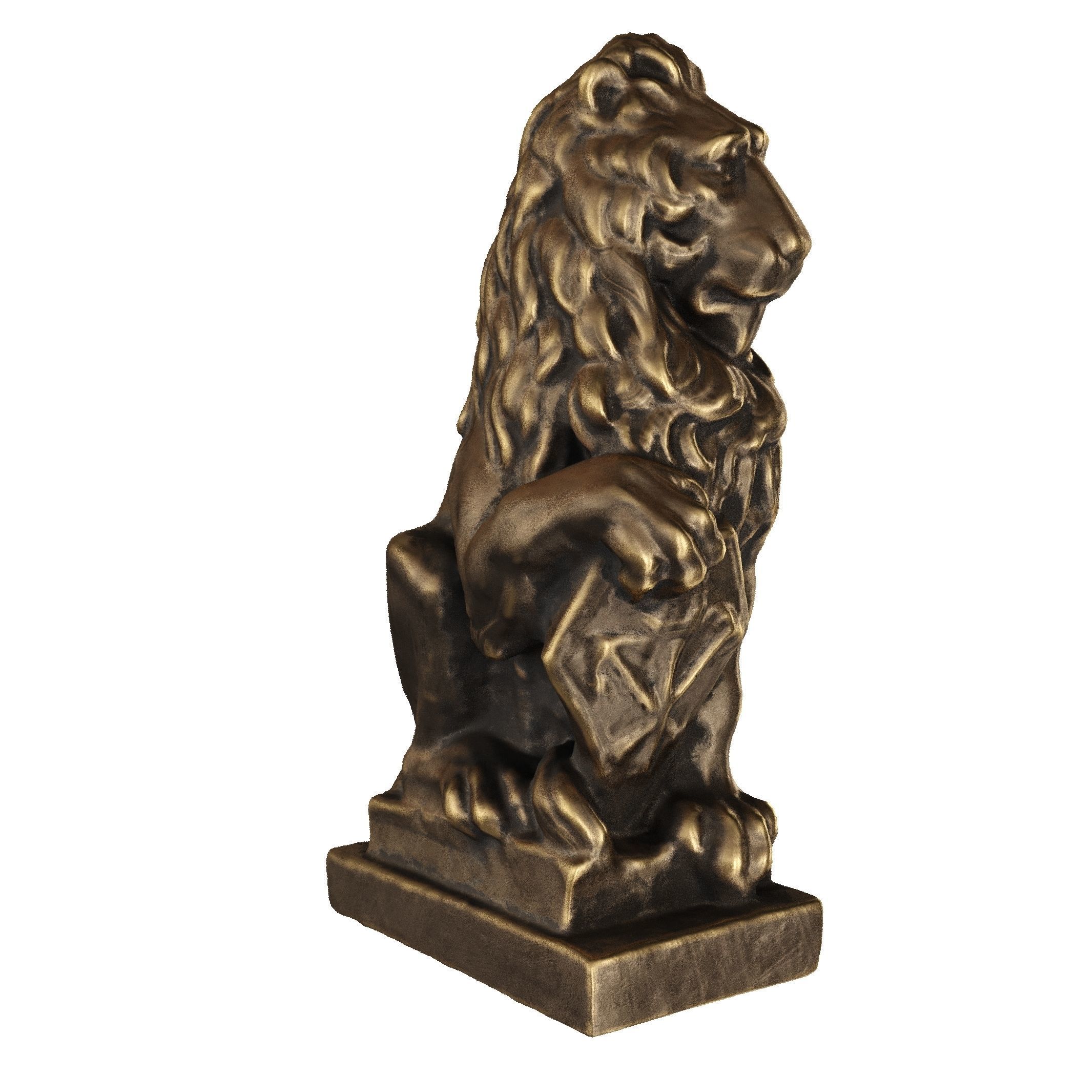 Lion sculpture bronze 3D model_10