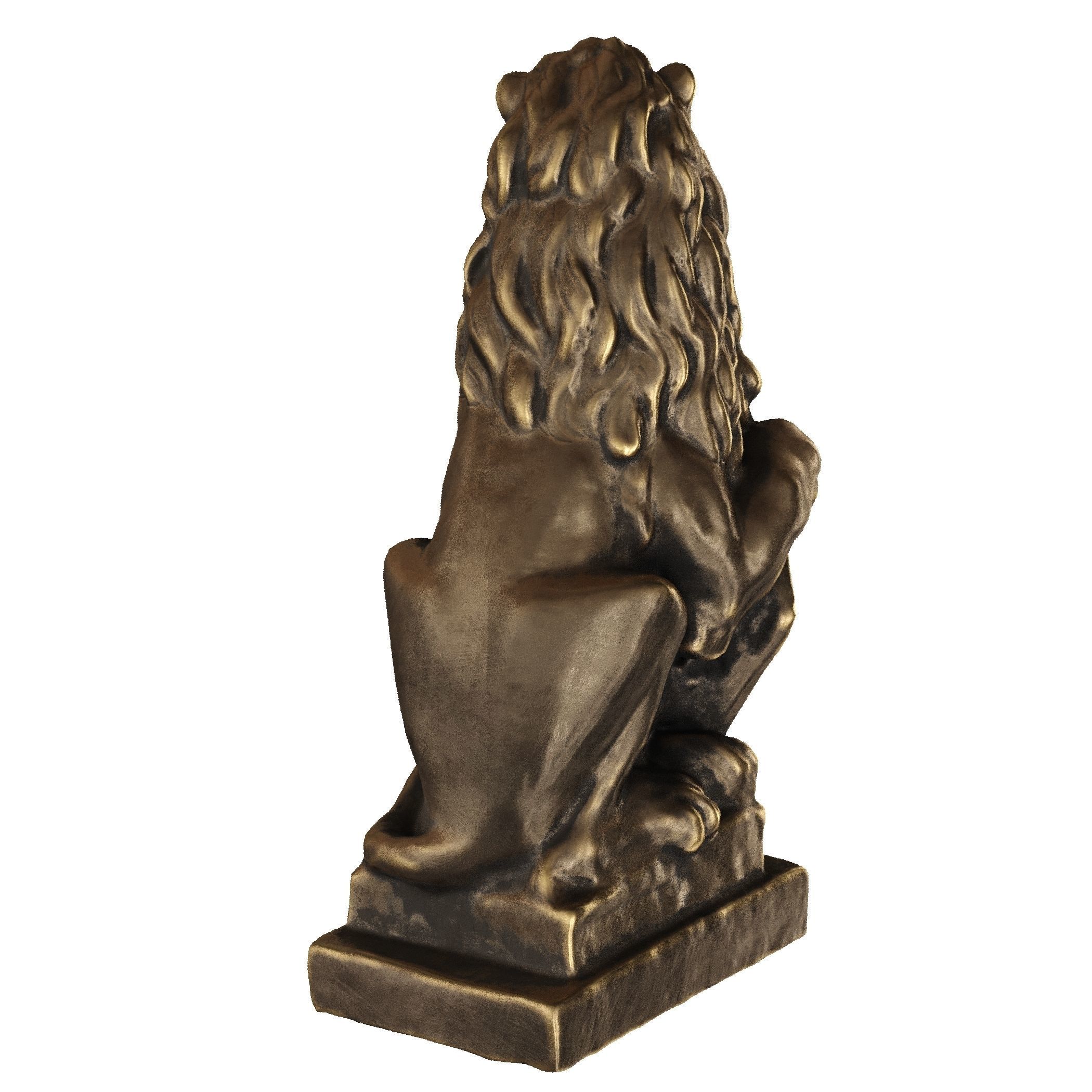 Lion sculpture bronze 3D model_19