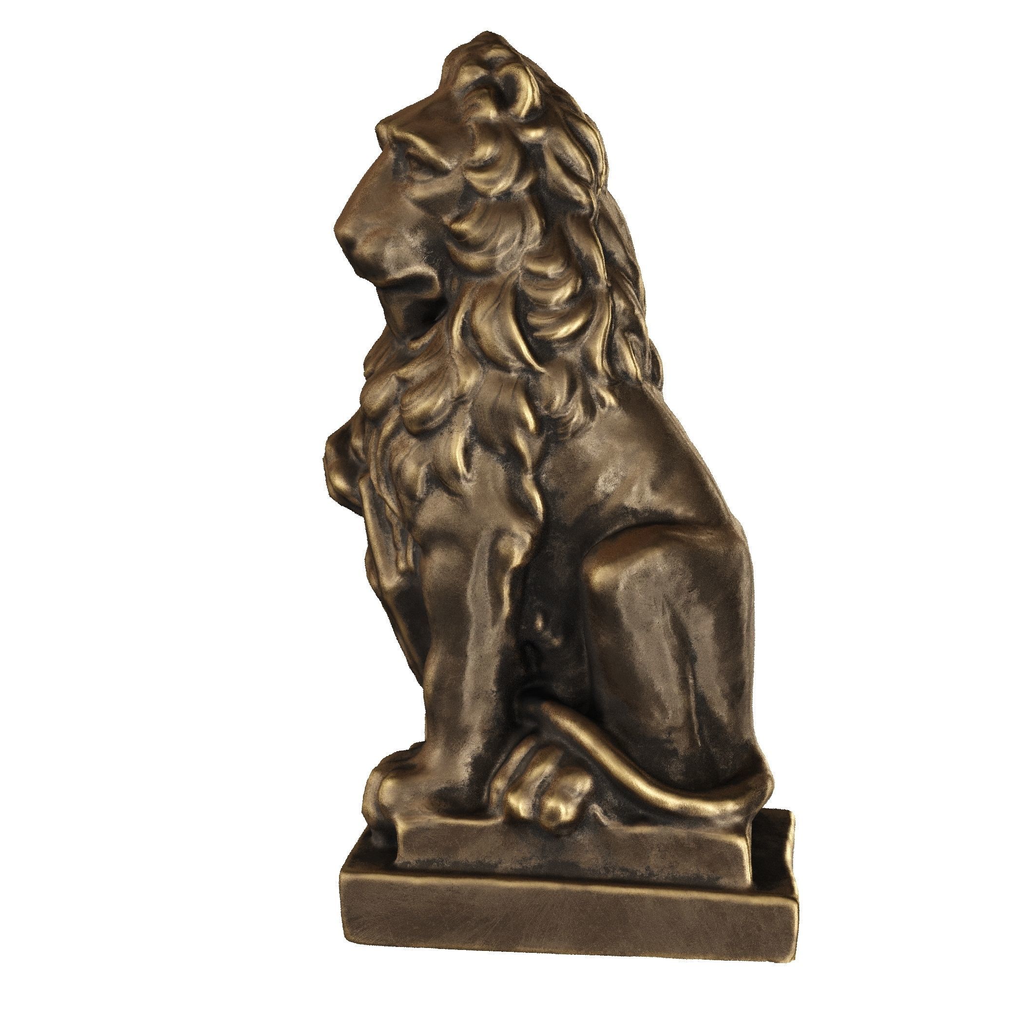 Lion sculpture bronze 3D model_29