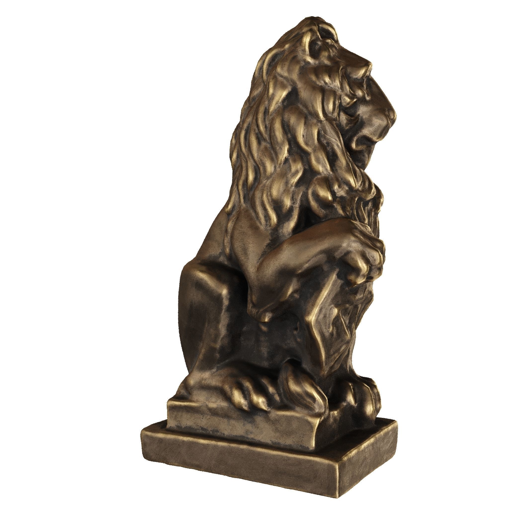 Lion sculpture bronze 3D model_12