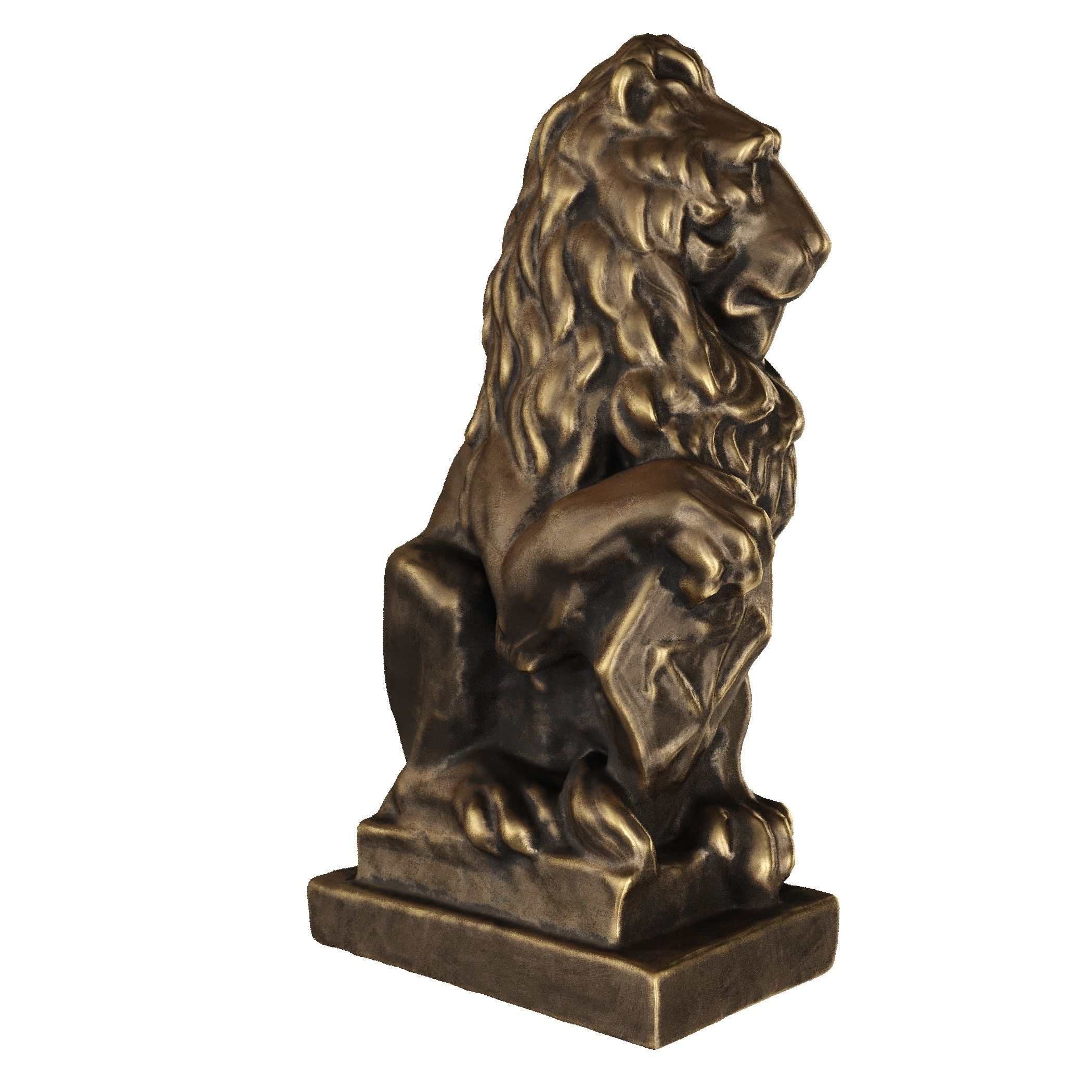 Lion sculpture bronze 3D model_11
