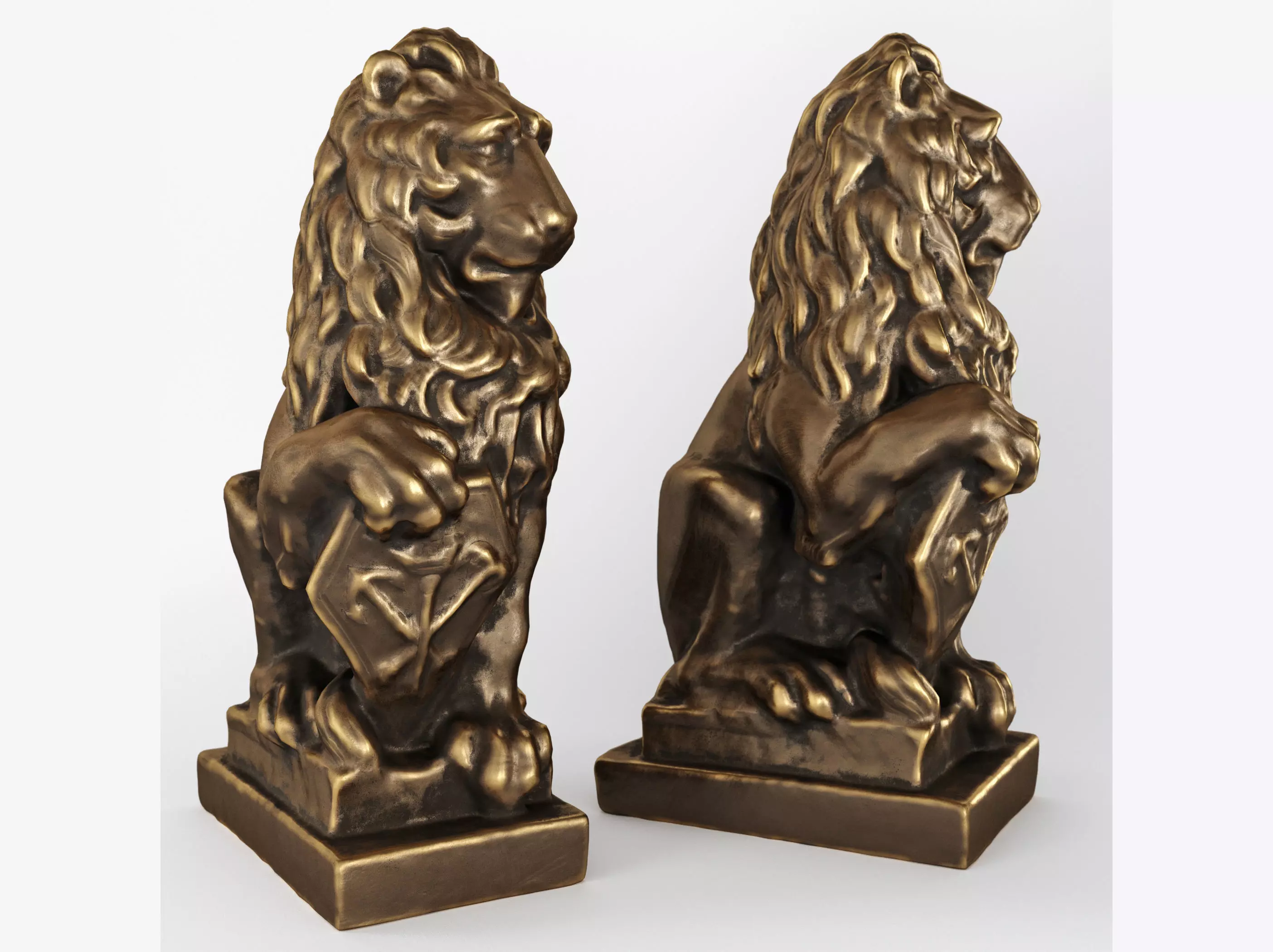 Lion sculpture bronze 3D model_0