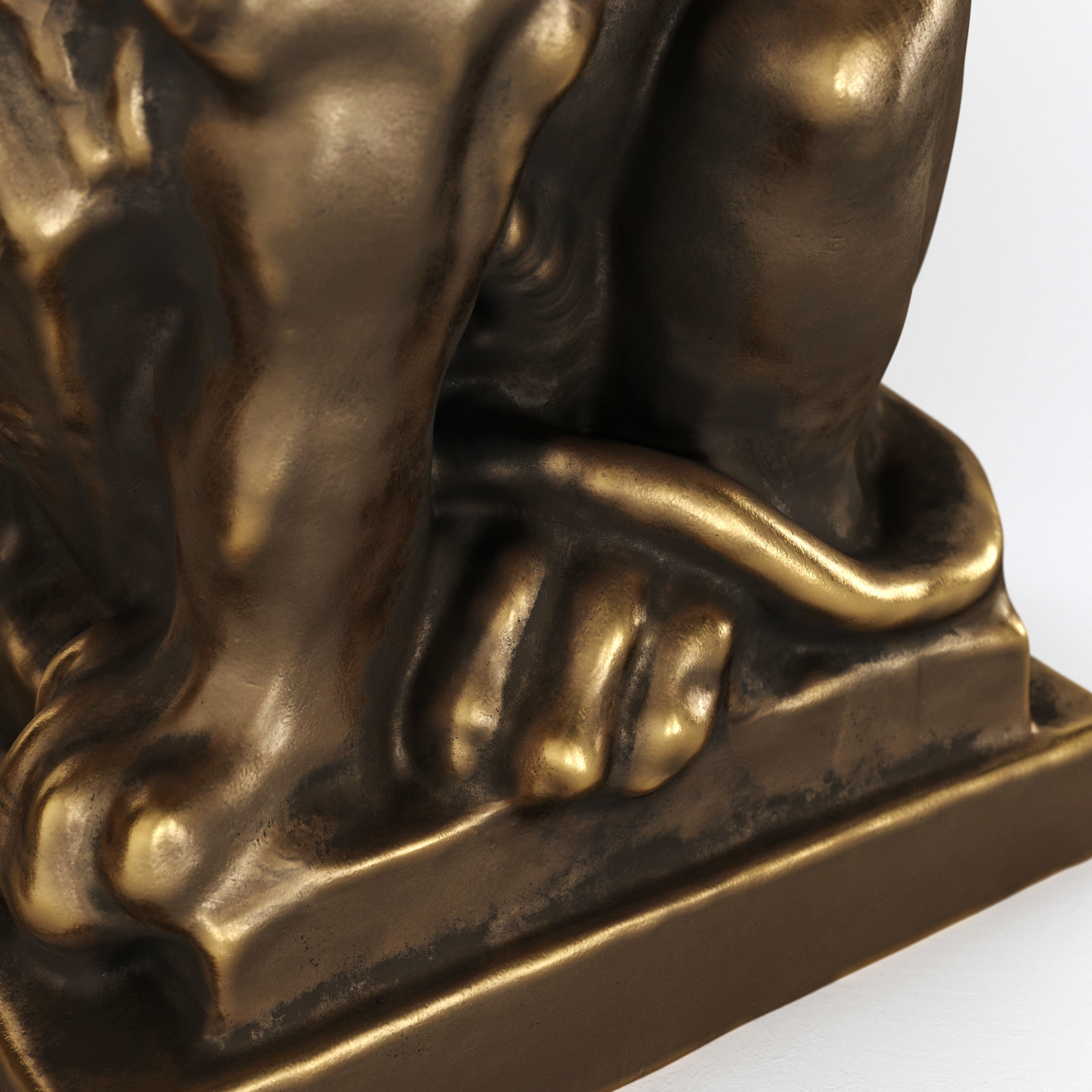 Lion sculpture bronze 3D model_6