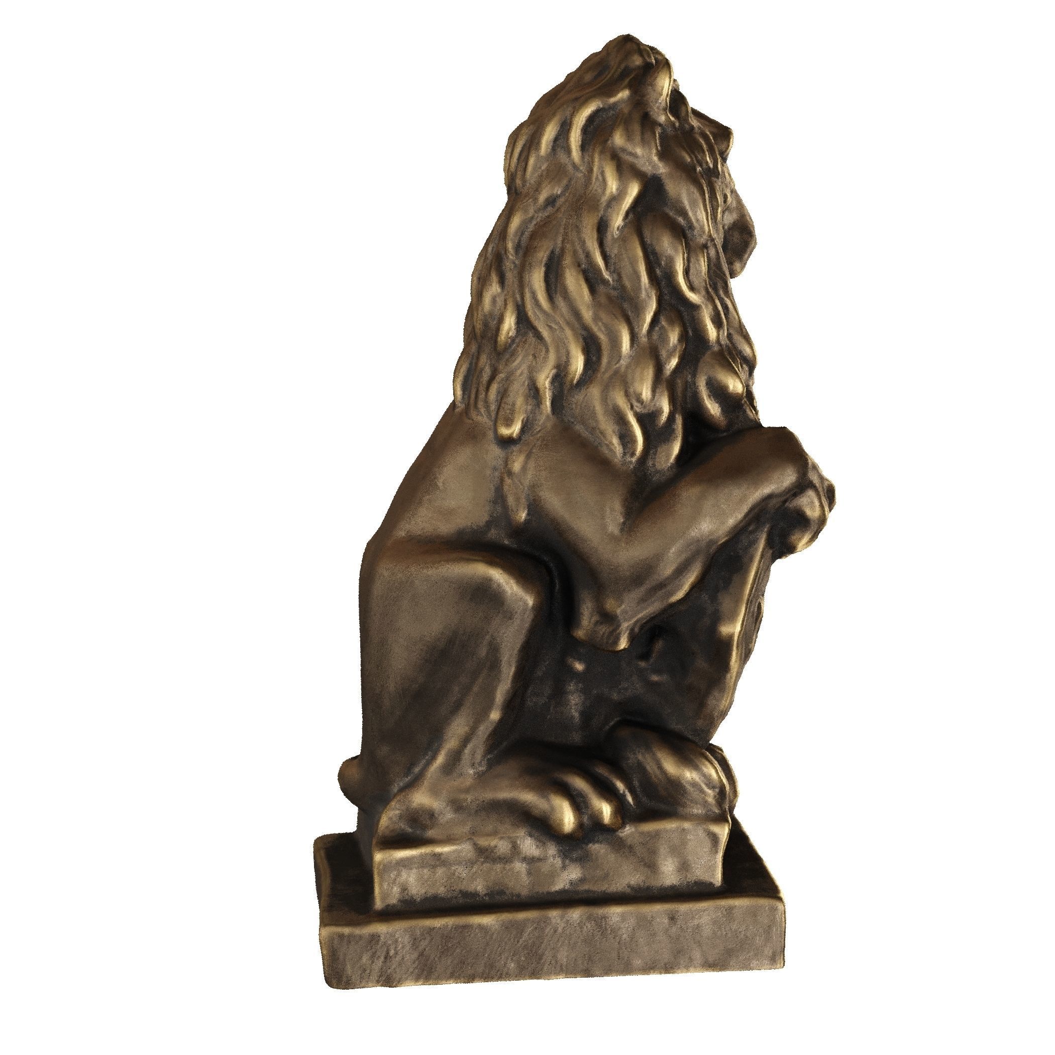 Lion sculpture bronze 3D model_15
