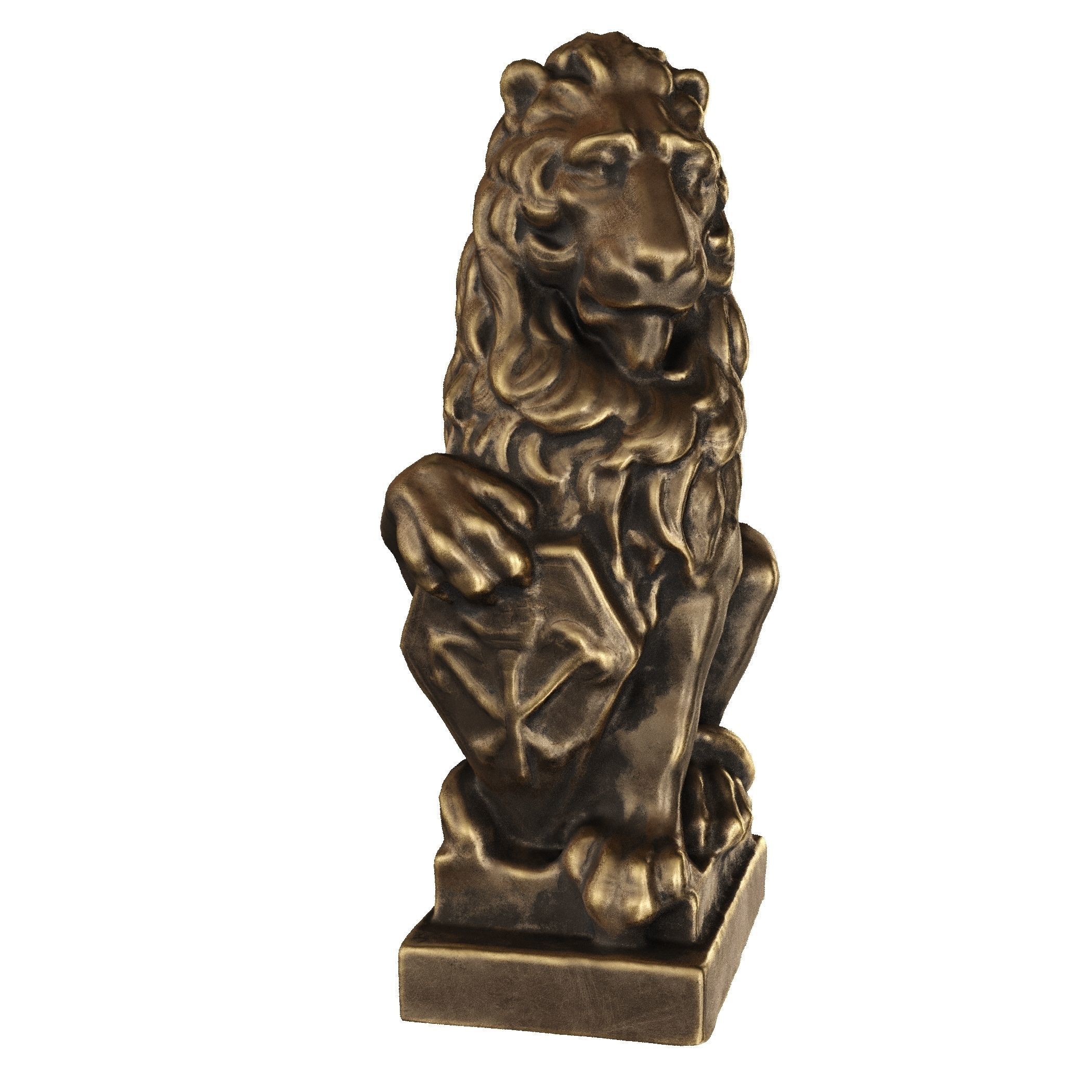 Lion sculpture bronze 3D model_36