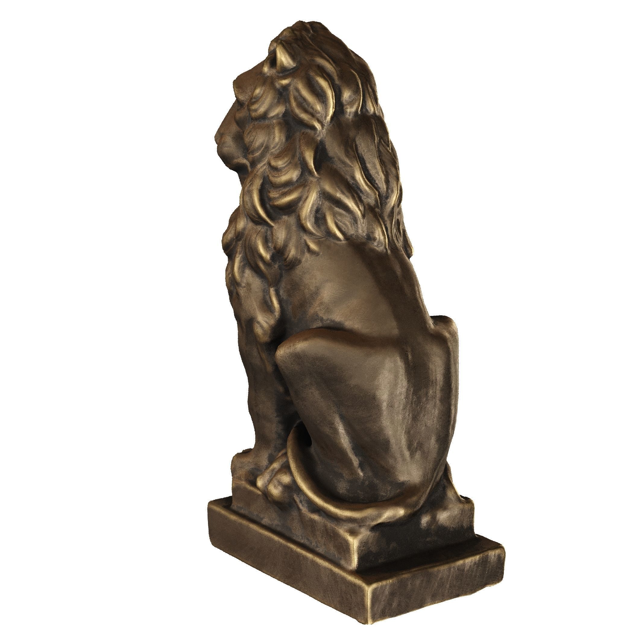 Lion sculpture bronze 3D model_25