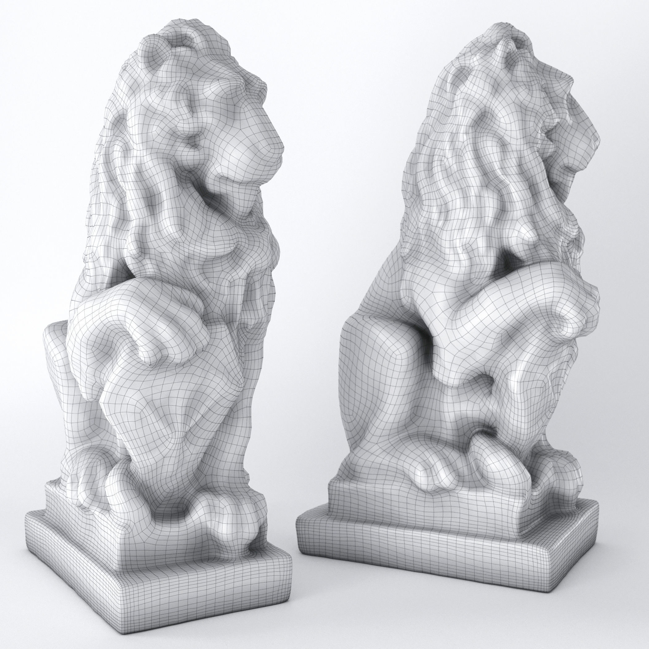 Lion sculpture bronze 3D model_2
