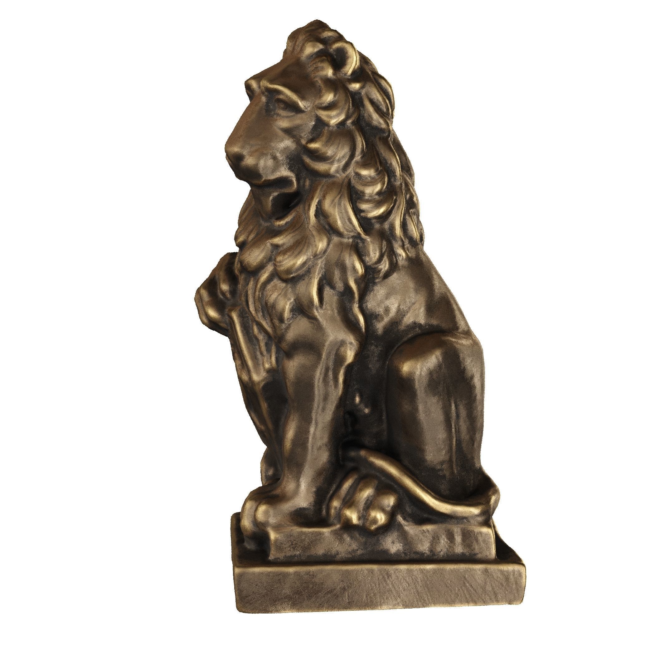 Lion sculpture bronze 3D model_30
