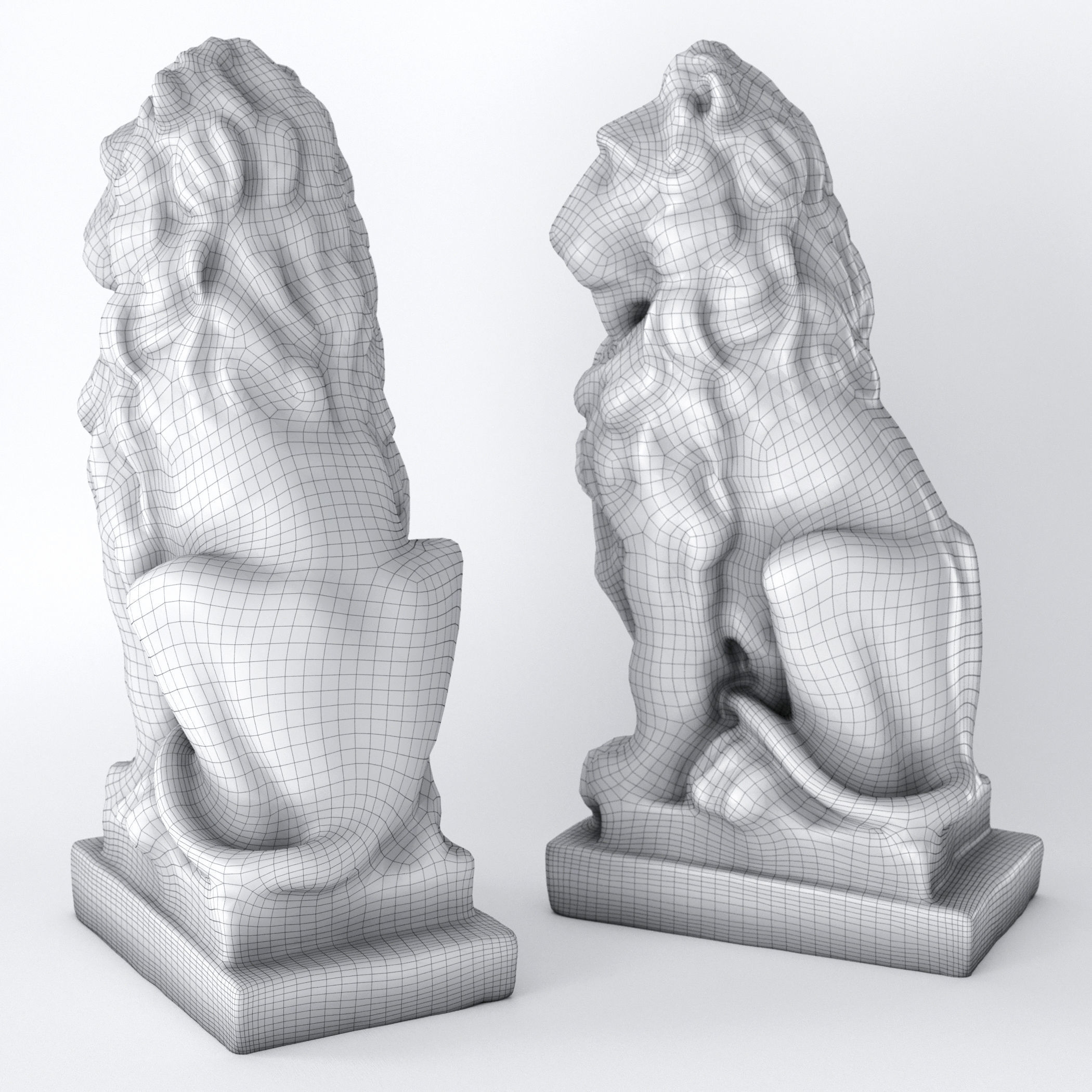 Lion sculpture bronze 3D model_3
