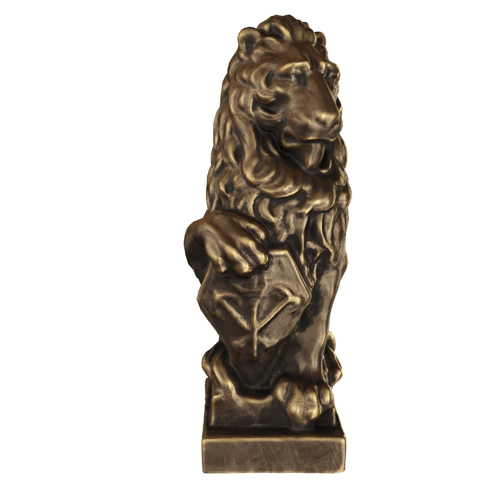 Lion sculpture bronze 3D model_7